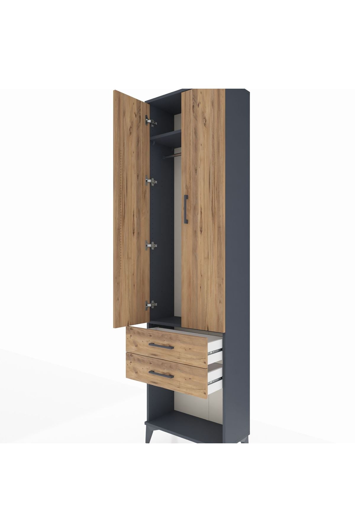 Arges Dolap 2 Raflı 2 Çekmeceli Tek Askılı 60x30x221 - S29M040V6A