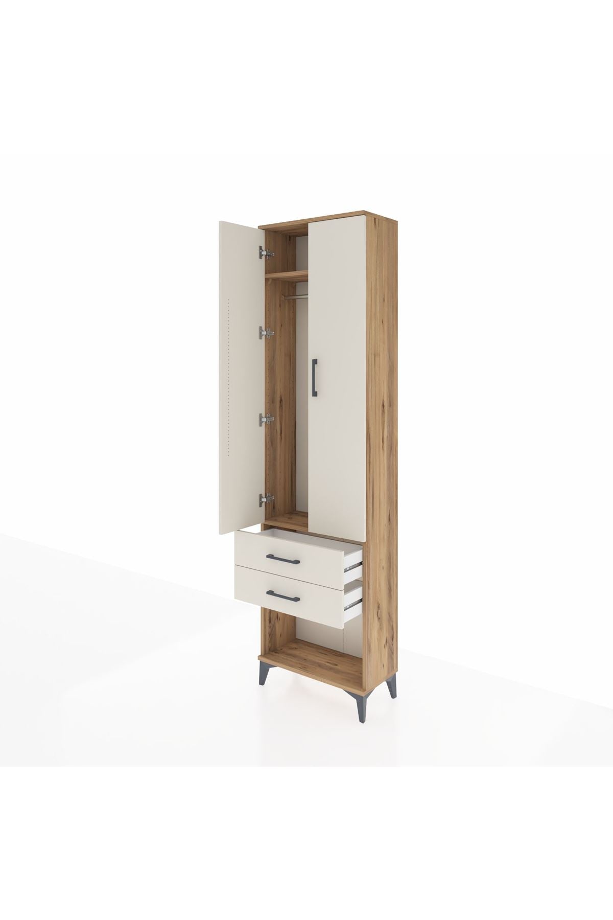 Arges Dolap 2 Raflı 2 Çekmeceli Tek Askılı 60x30x221 - S29M040V7A