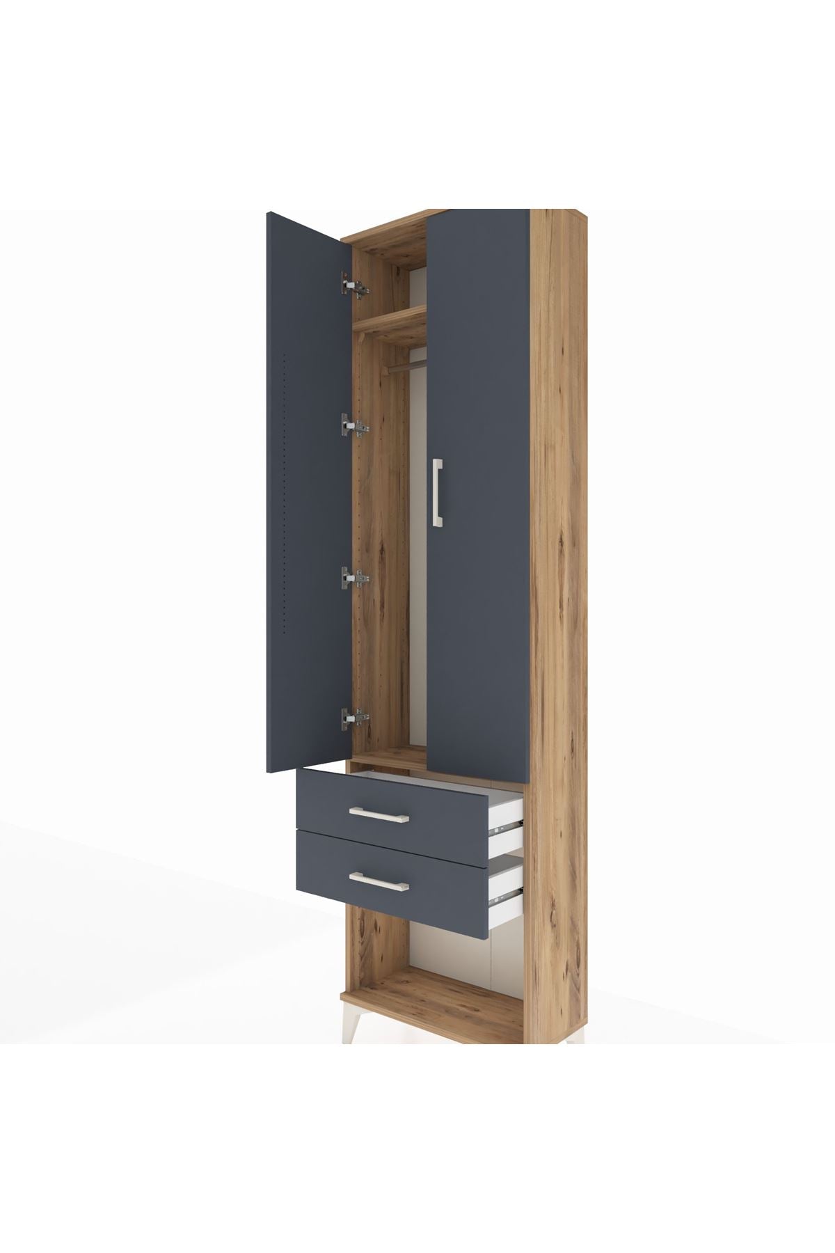 Arges Dolap 2 Raflı 2 Çekmeceli Tek Askılı 60x30x221 - S29M040V8A