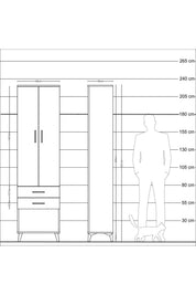Arges Dolap 2 Raflı 2 Çekmeceli Tek Askılı 60x30x221 - S29M040V8A