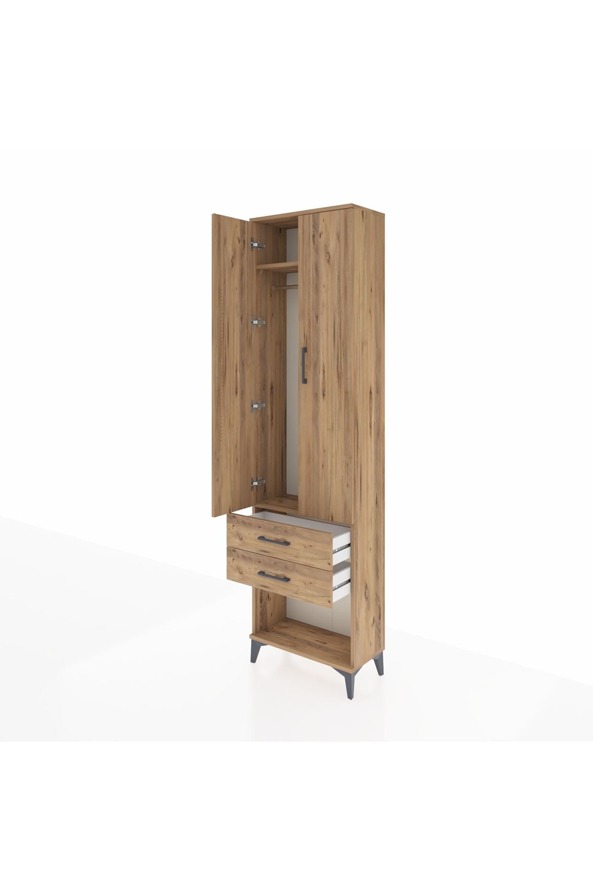 Arges Dolap 2 Raflı 2 Çekmeceli Tek Askılı 60x30x221 - S29M040V9A