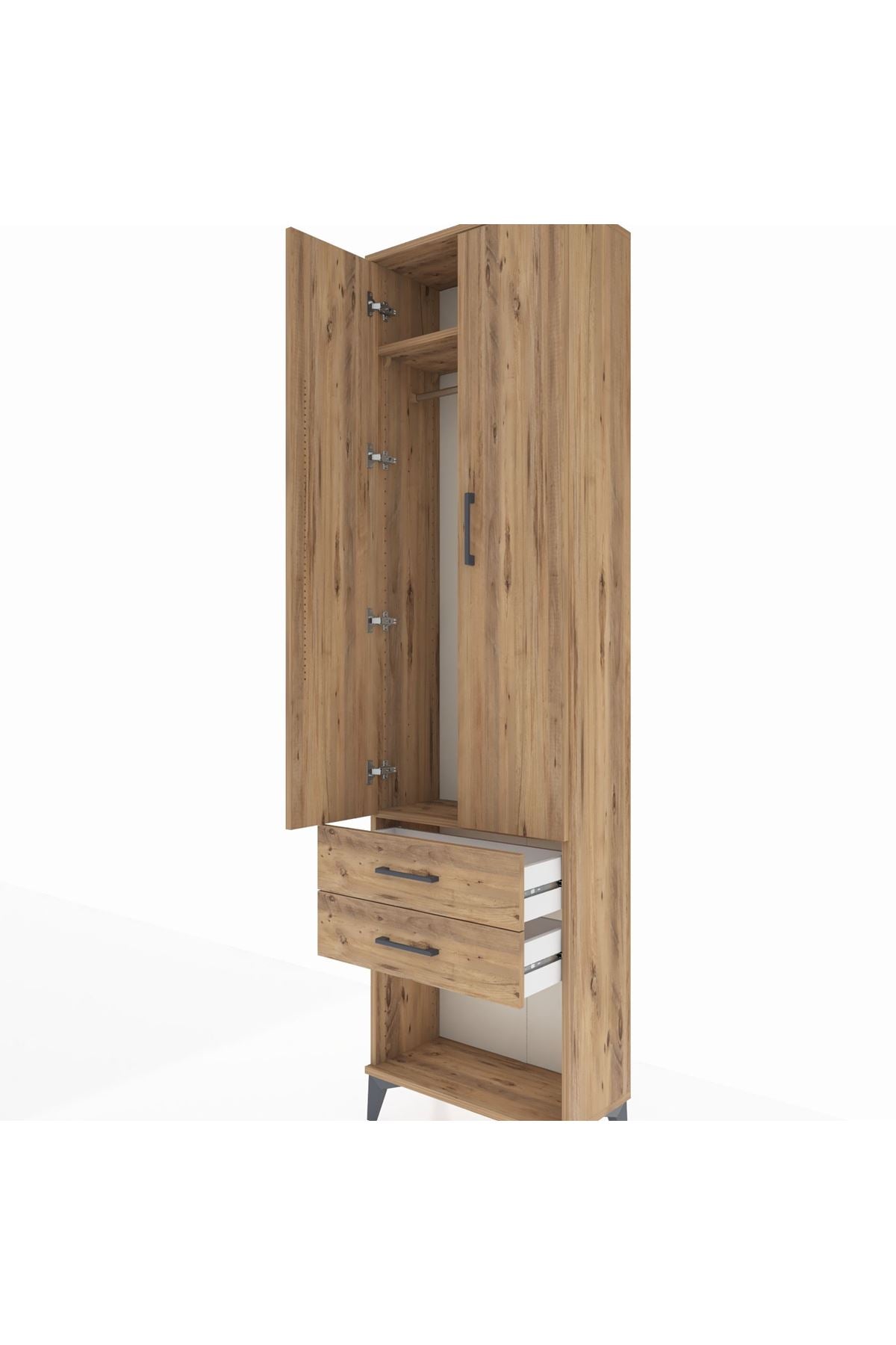 Arges Dolap 2 Raflı 2 Çekmeceli Tek Askılı 60x30x221 - S29M040V9A