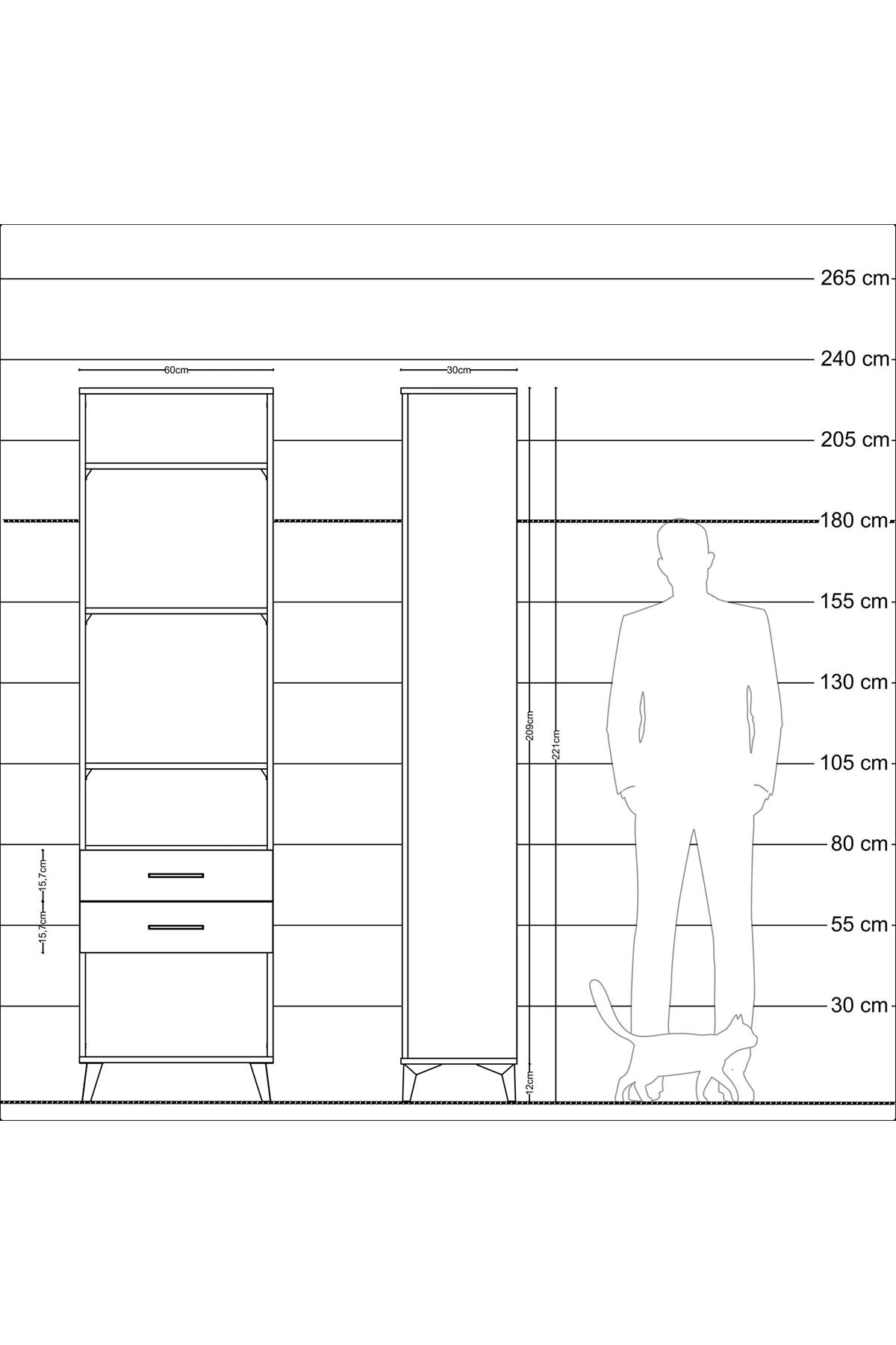 Arges Dolap 4 Raflı 2 Çekmeceli 60x30x221 - S29M042V8A