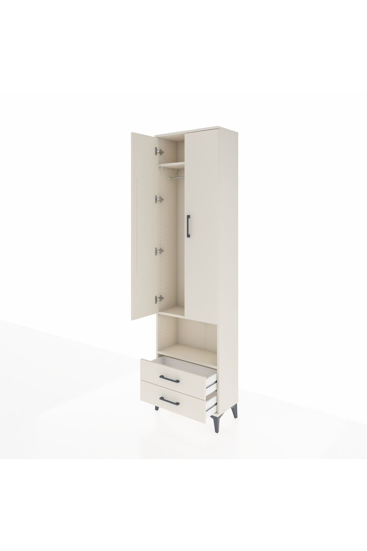Arges Dolap 3 Raflı 2 Çekmeceli Tek Askılı 60x30x221 - S29M043V1A
