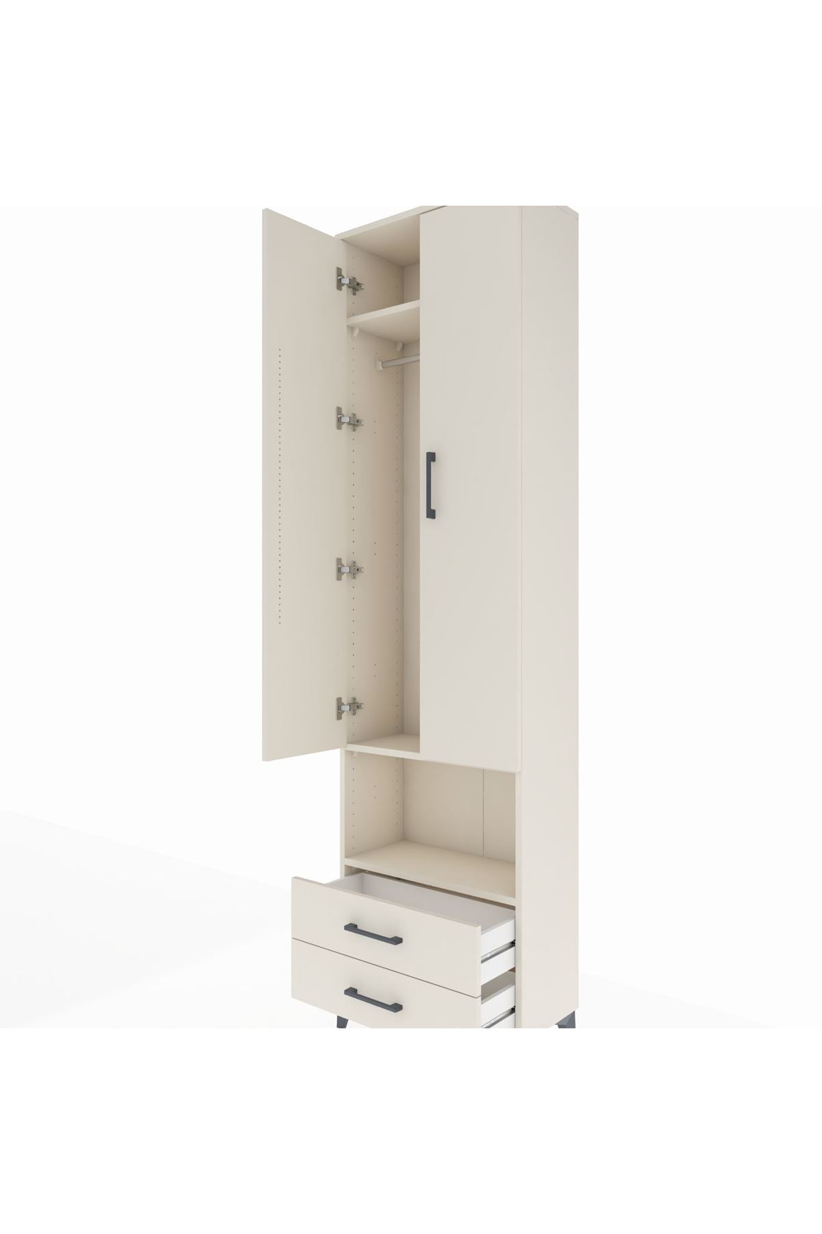 Arges Dolap 3 Raflı 2 Çekmeceli Tek Askılı 60x30x221 - S29M043V1A
