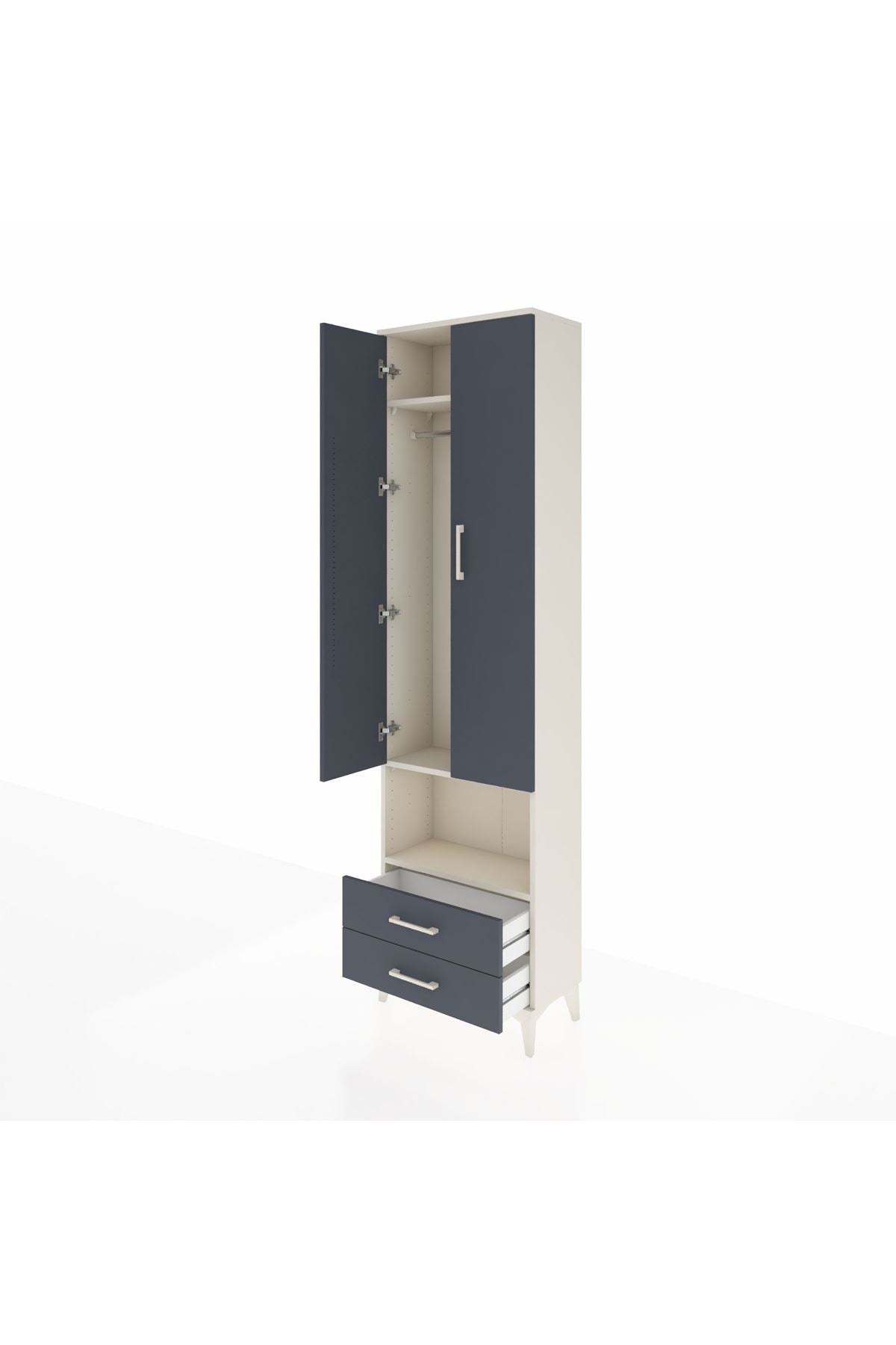 Arges Dolap 3 Raflı 2 Çekmeceli Tek Askılı 60x30x221 - S29M043V2A