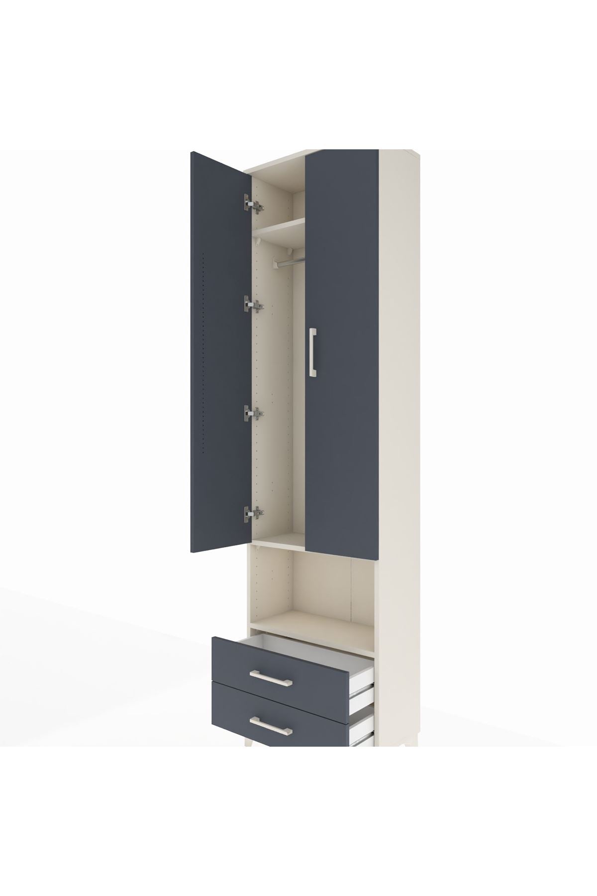 Arges Dolap 3 Raflı 2 Çekmeceli Tek Askılı 60x30x221 - S29M043V2A