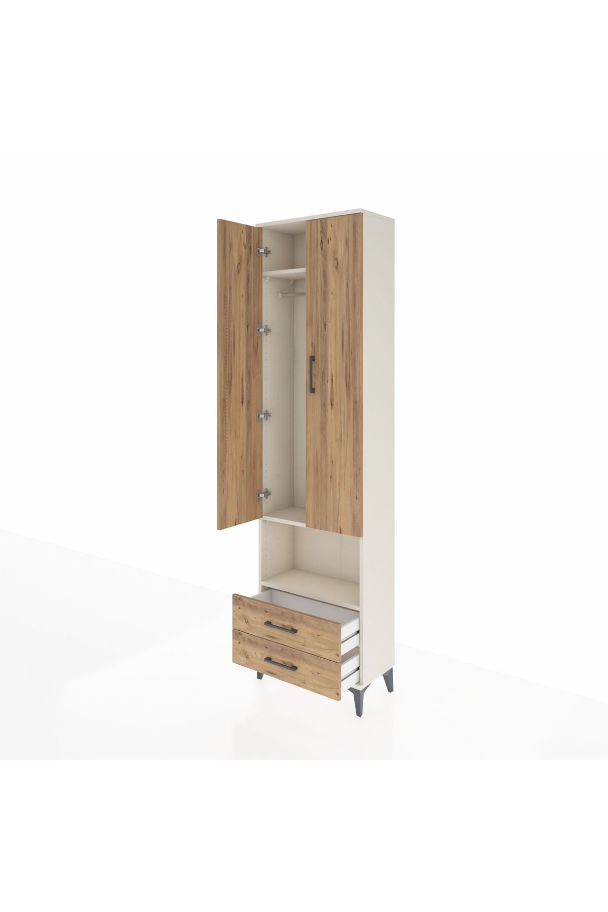 Arges Dolap 3 Raflı 2 Çekmeceli Tek Askılı 60x30x221 - S29M043V3A