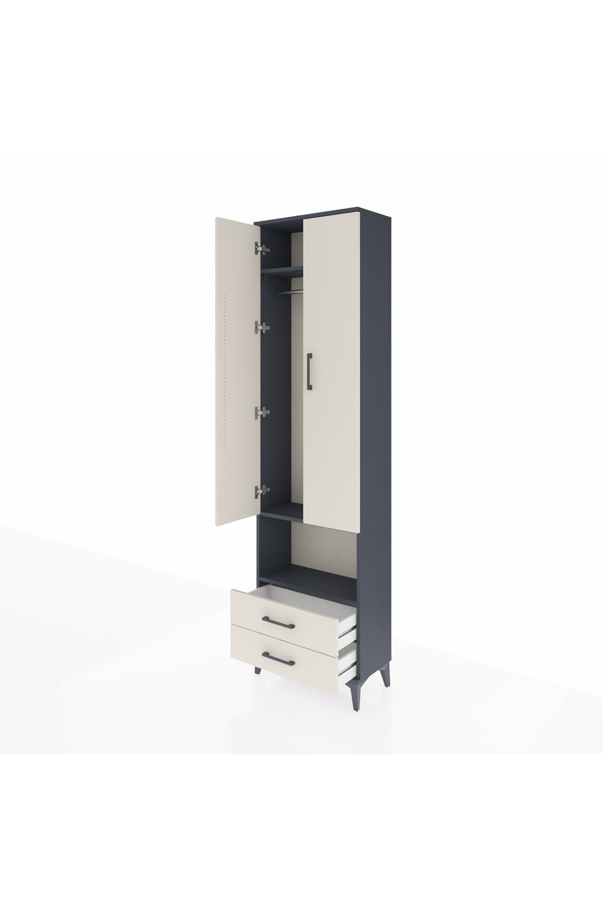 Arges Dolap 3 Raflı 2 Çekmeceli Tek Askılı 60x30x221 - S29M043V4A