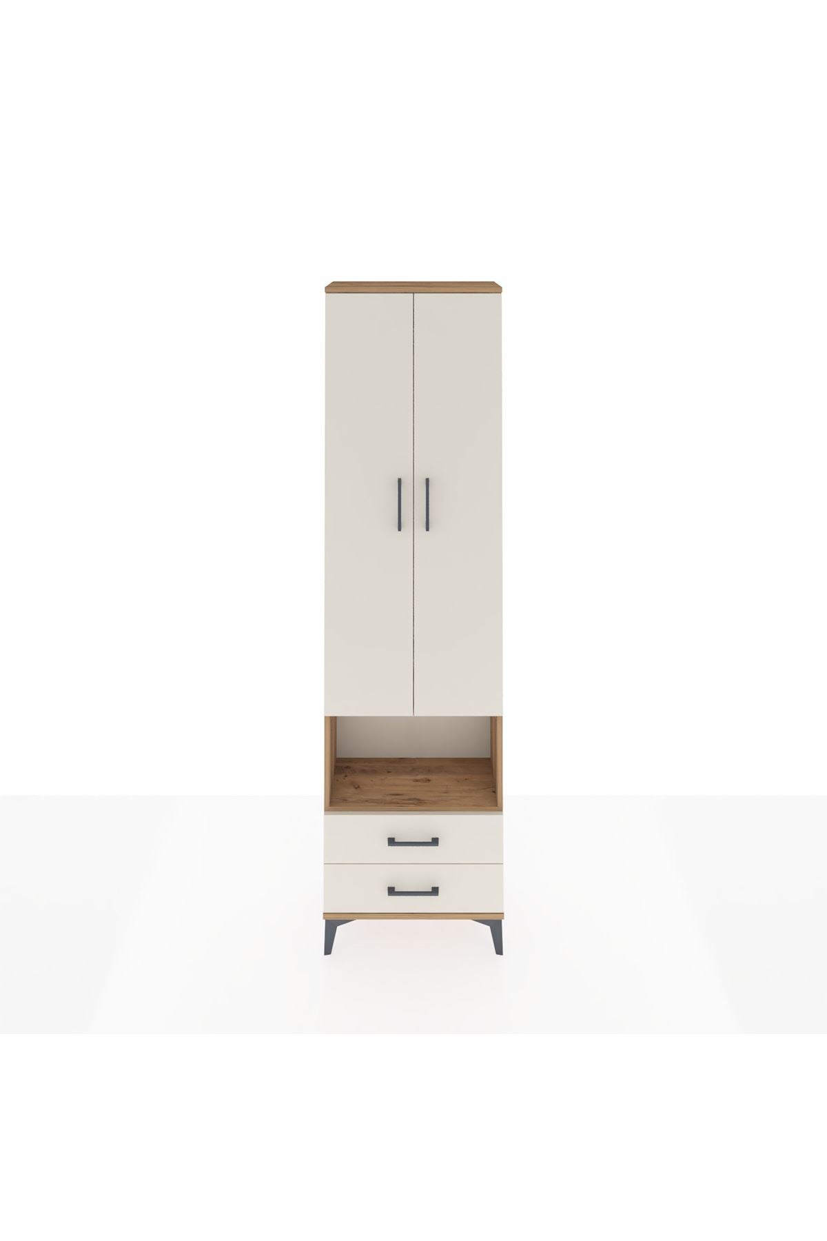 Arges Dolap 3 Raflı 2 Çekmeceli Tek Askılı 60x30x221 - S29M043V7A