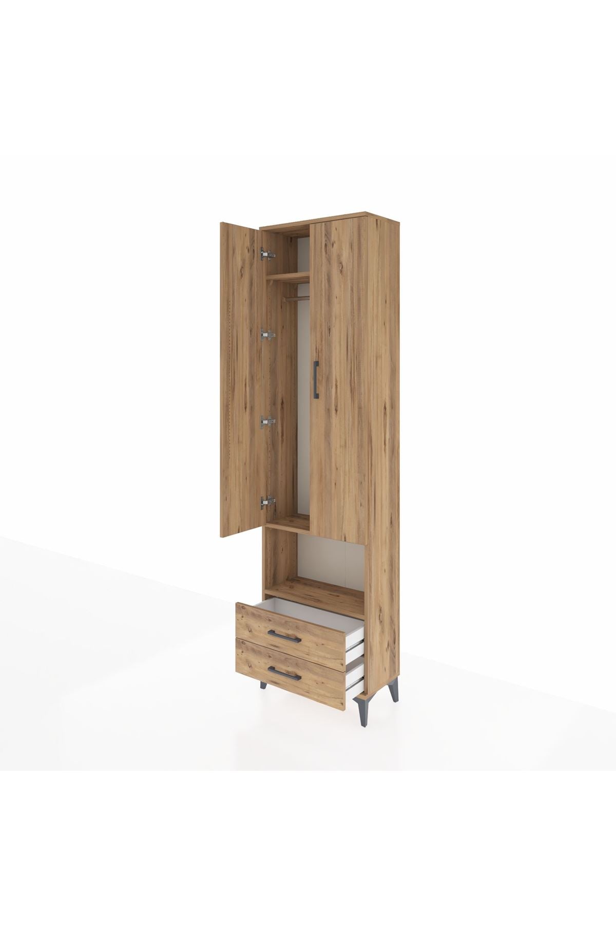 Arges Dolap 3 Raflı 2 Çekmeceli Tek Askılı 60x30x221 - S29M043V9A