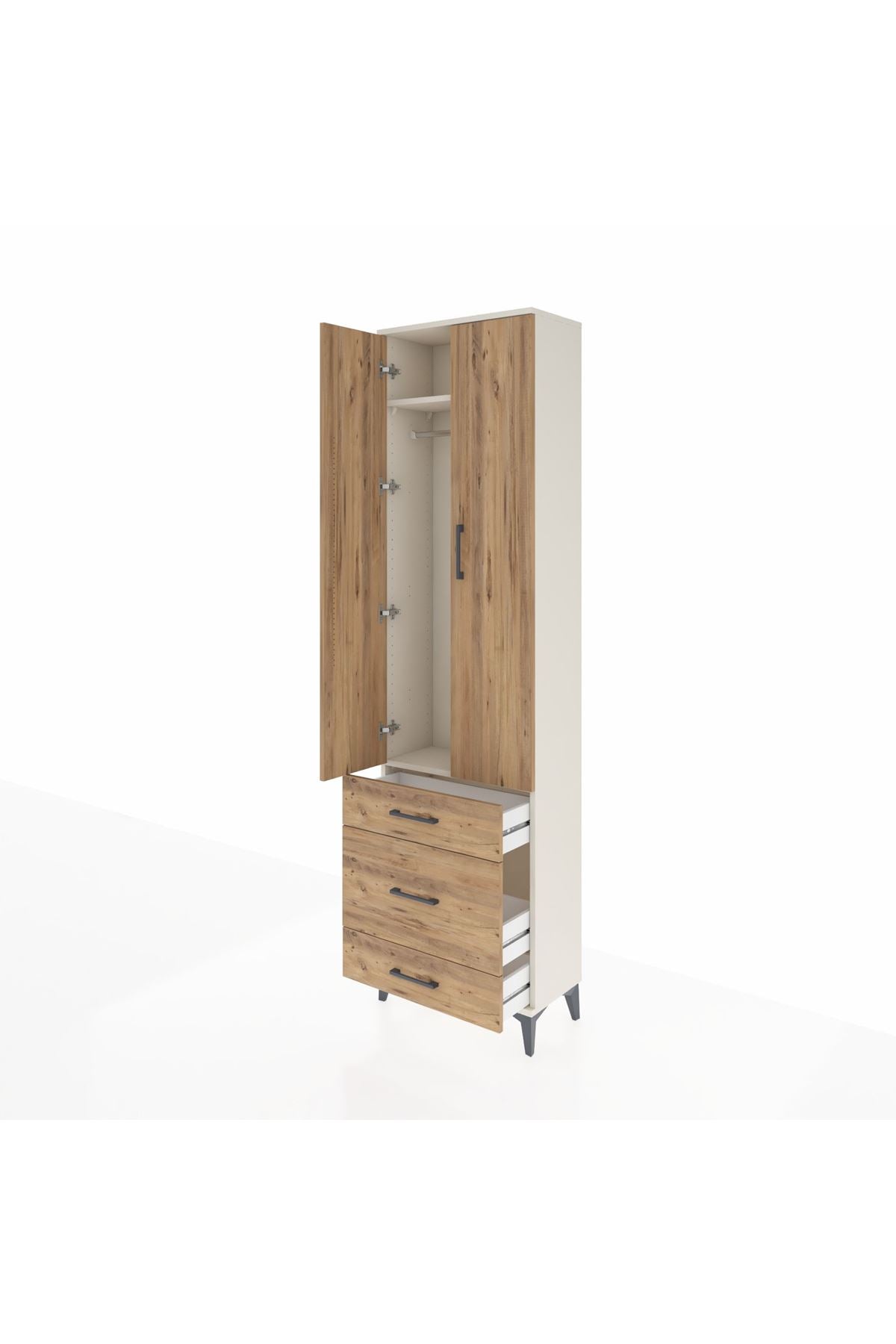 Arges Dolap 2 Raflı 3 Çekmeceli Tek Askılı 60x30x221 - S29M046V3A