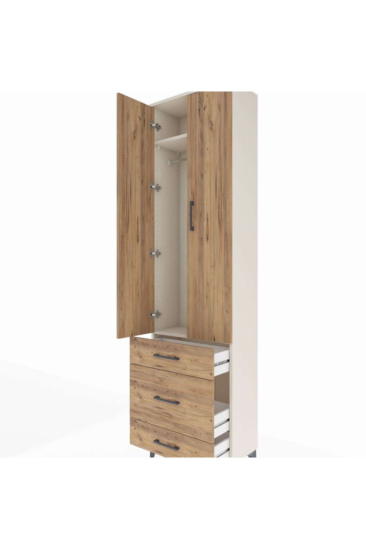 Arges Dolap 2 Raflı 3 Çekmeceli Tek Askılı 60x30x221 - S29M046V3A