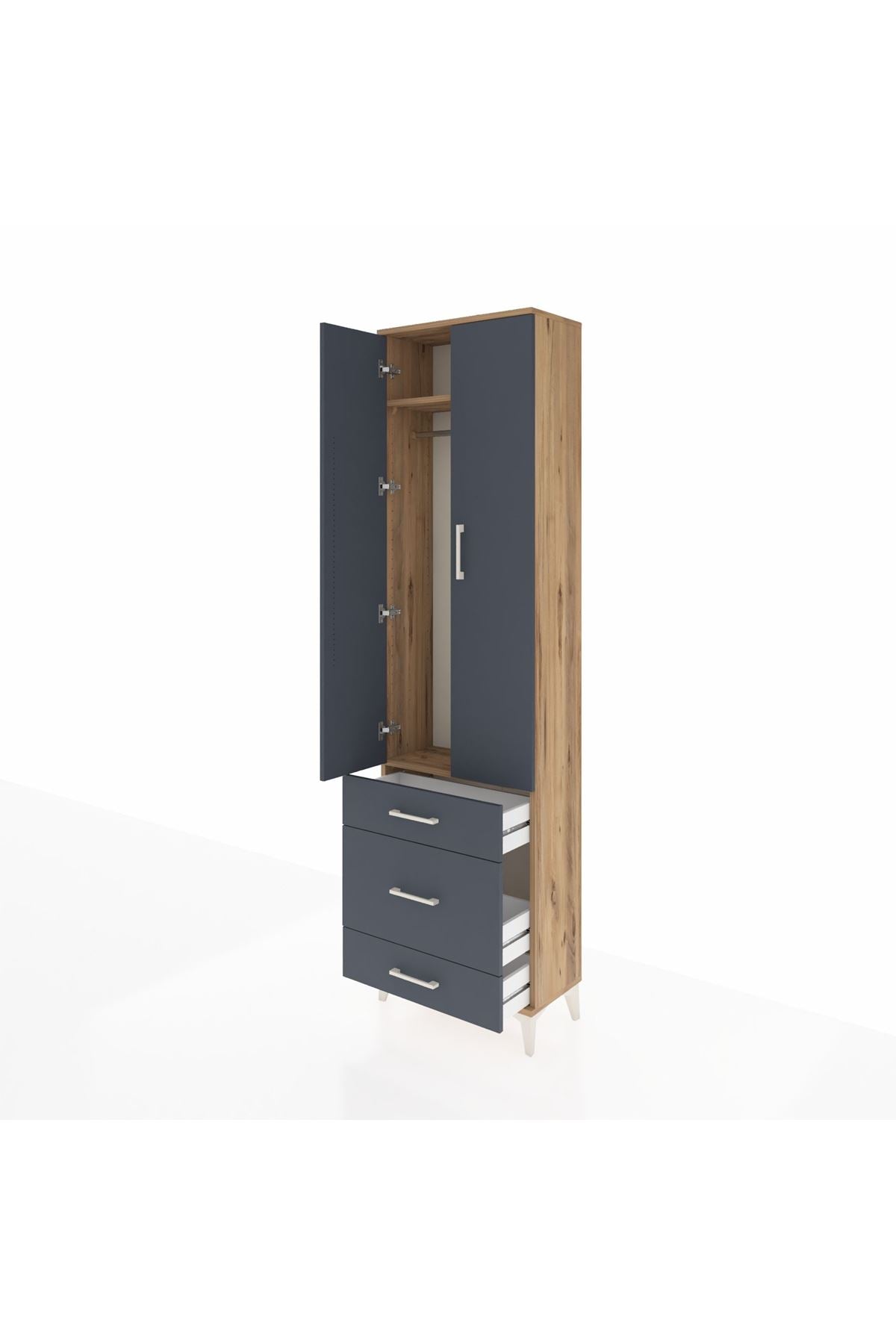 Arges Dolap 2 Raflı 3 Çekmeceli Tek Askılı 60x30x221 - S29M046V8A