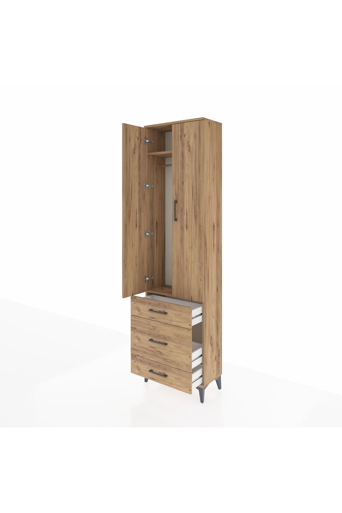 Arges Dolap 2 Raflı 3 Çekmeceli Tek Askılı 60x30x221 - S29M046V9A