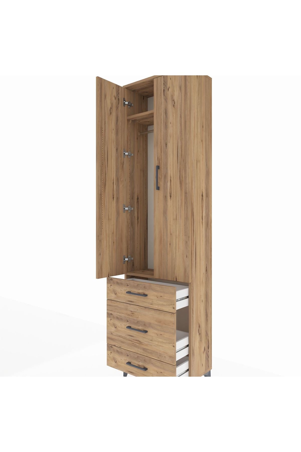Arges Dolap 2 Raflı 3 Çekmeceli Tek Askılı 60x30x221 - S29M046V9A