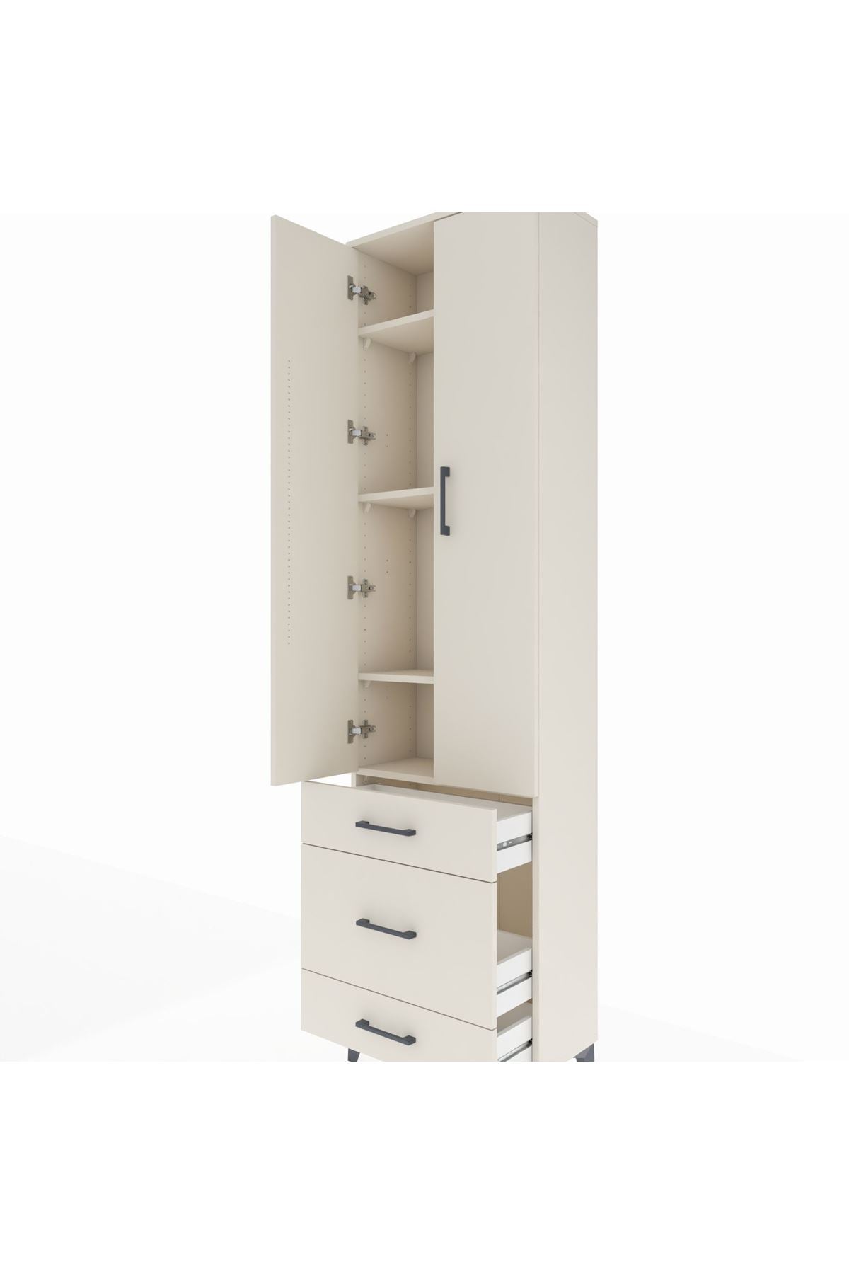 Arges Dolap 4 Raflı 3 Çekmeceli 2 Kapaklı 60x30x221 - S29M047V1A
