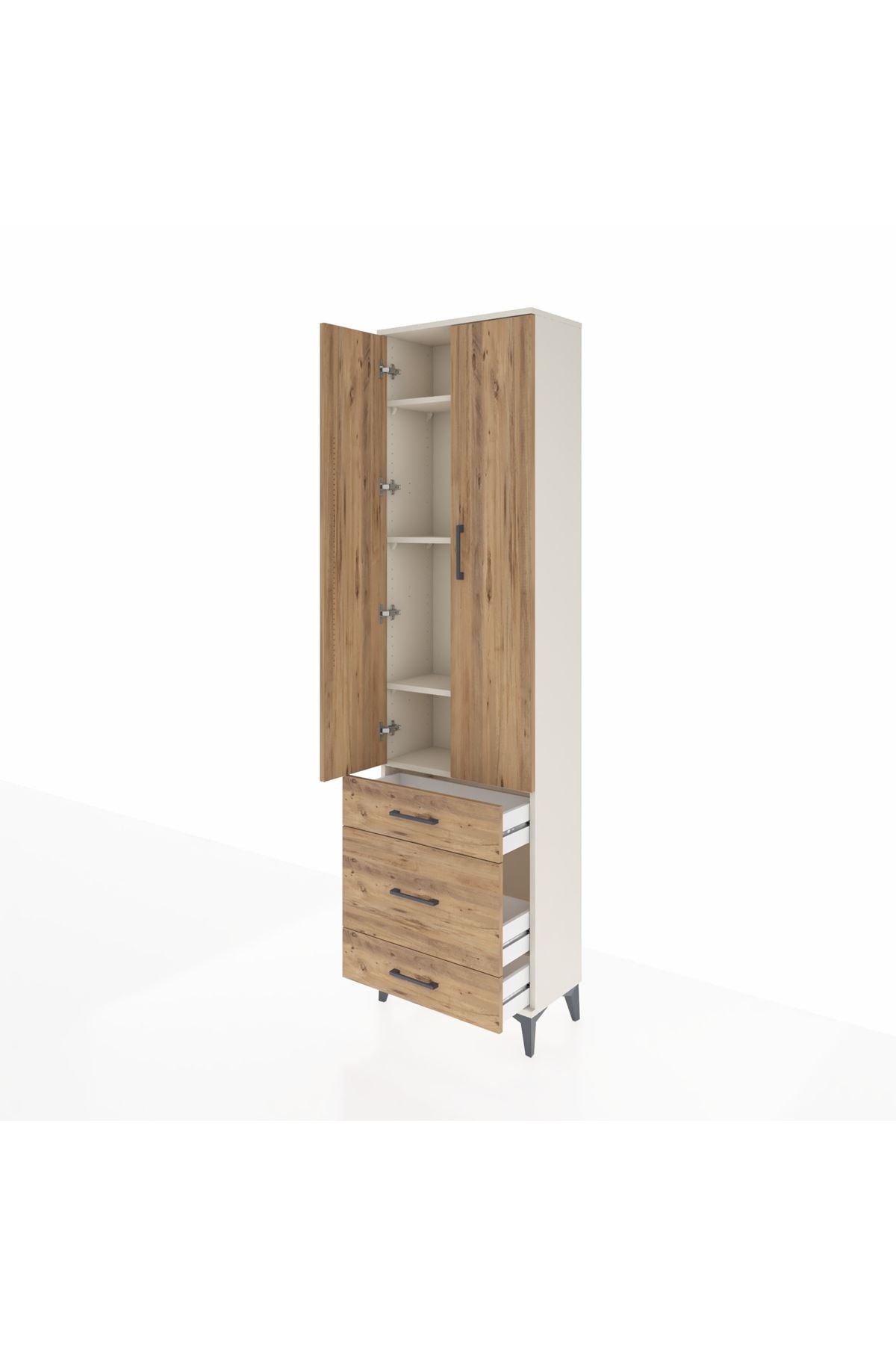 Arges Dolap 4 Raflı 3 Çekmeceli 2 Kapaklı 60x30x221 - S29M047V3A