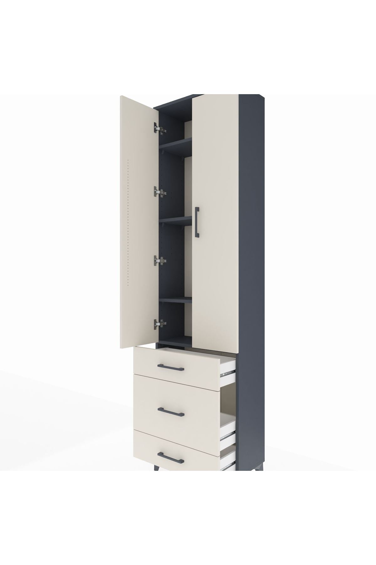 Arges Dolap 4 Raflı 3 Çekmeceli 2 Kapaklı 60x30x221 - S29M047V4A