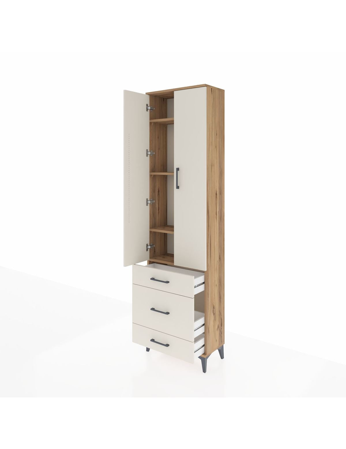 Arges Dolap 4 Raflı 3 Çekmeceli 2 Kapaklı 60x30x221 - S29M047V7A