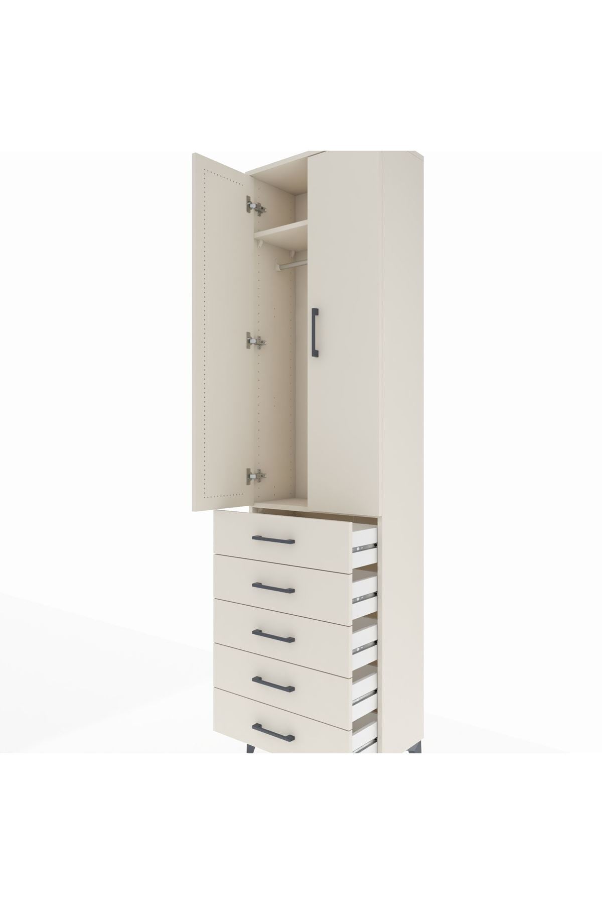 Arges Dolap 2 Raflı 5 Çekmeceli Tek Askılı 60x30x221 - S29M055V1A
