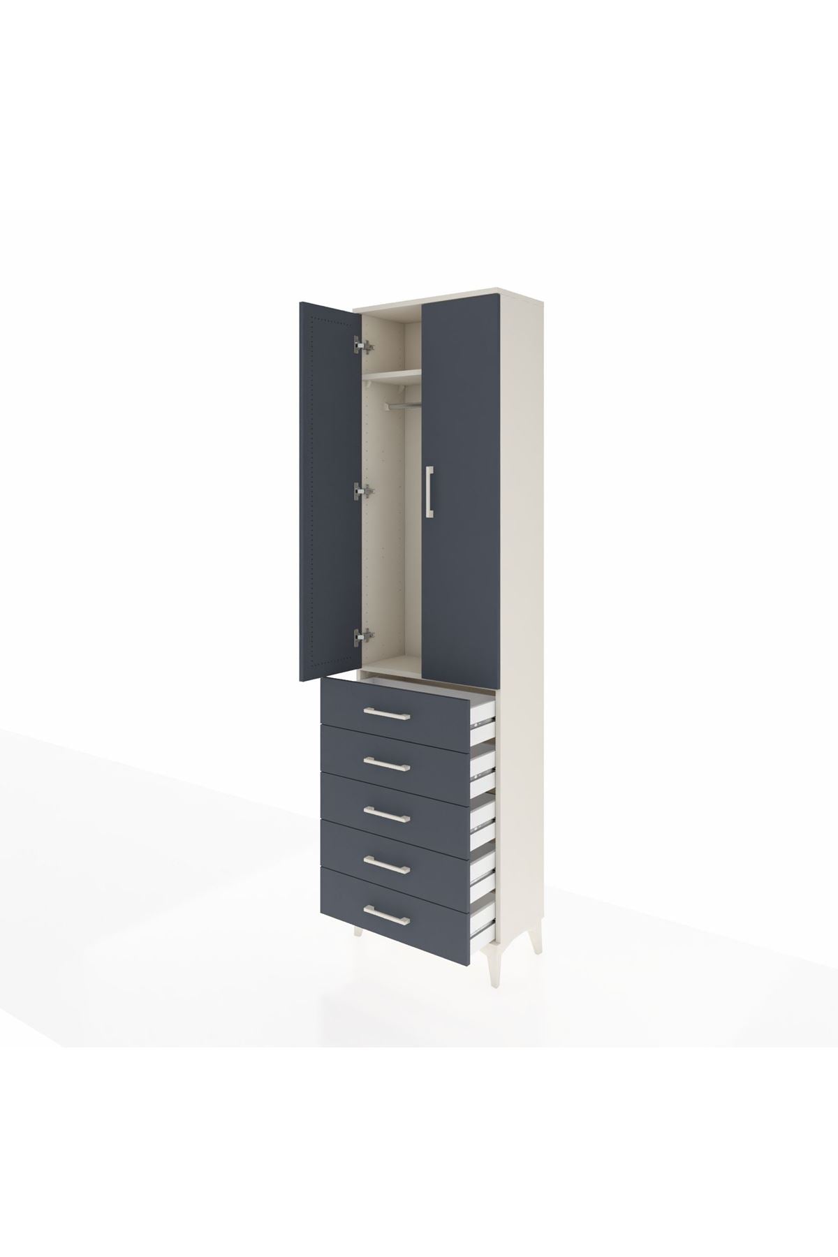 Arges Dolap 2 Raflı 5 Çekmeceli Tek Askılı 60x30x221 - S29M055V2A