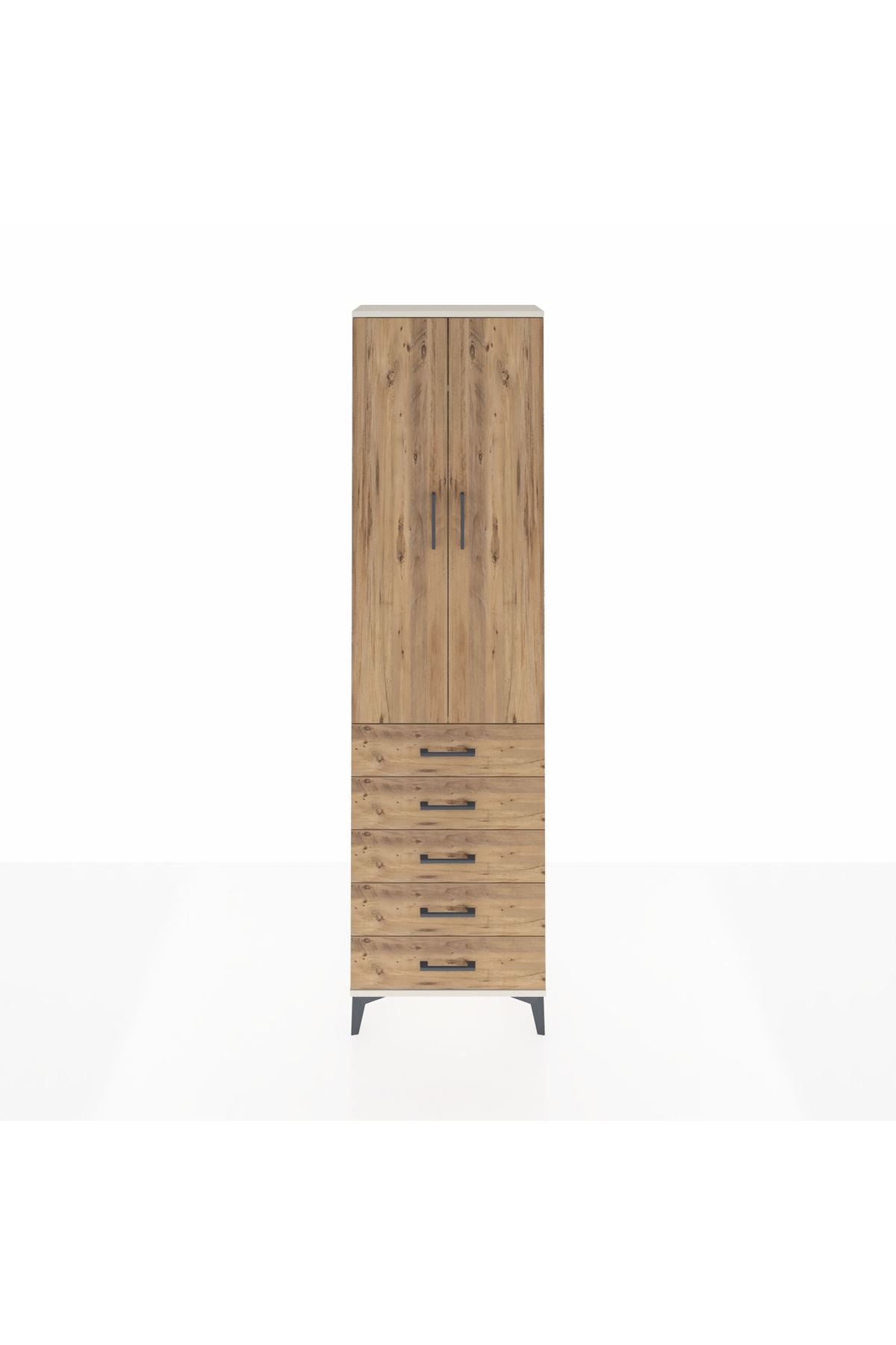 Arges Dolap 2 Raflı 5 Çekmeceli Tek Askılı 60x30x221 - S29M055V3A