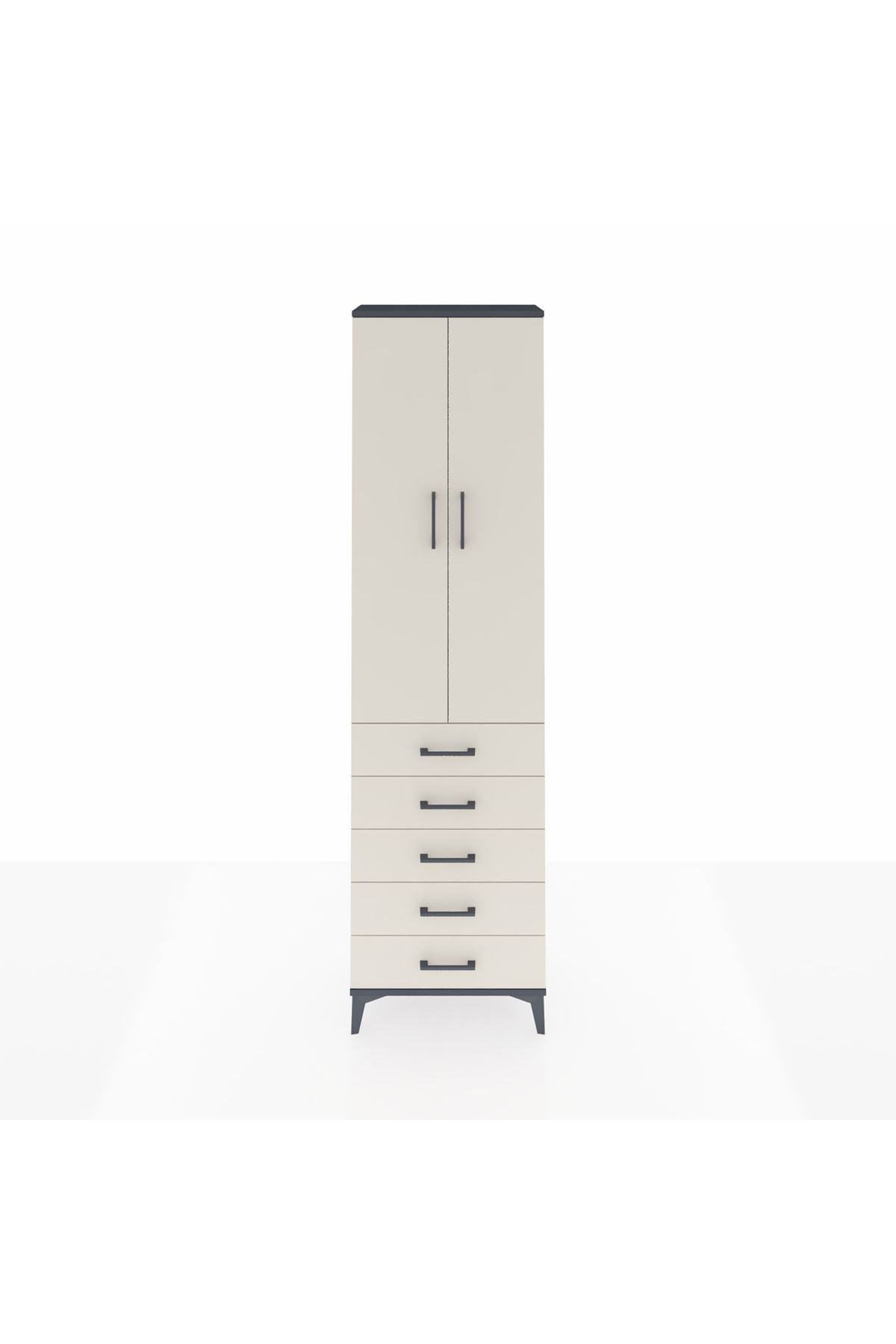 Arges Dolap 2 Raflı 5 Çekmeceli Tek Askılı 60x30x221 - S29M055V4A