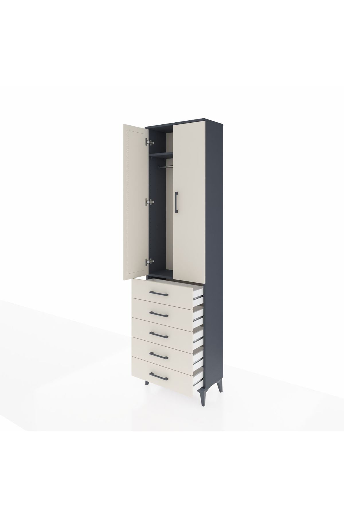 Arges Dolap 2 Raflı 5 Çekmeceli Tek Askılı 60x30x221 - S29M055V4A