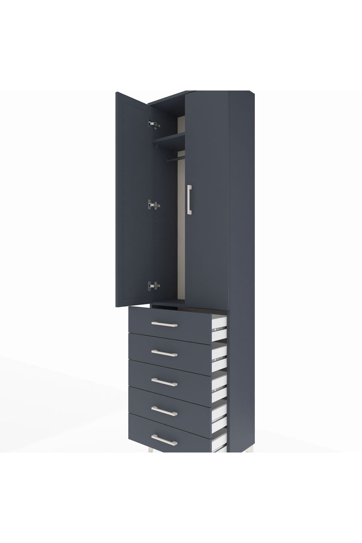 Arges Dolap 2 Raflı 5 Çekmeceli Tek Askılı 60x30x221 - S29M055V5A