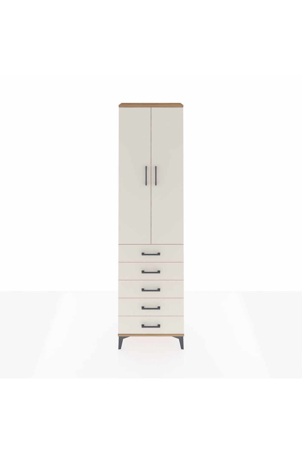 Arges Dolap 2 Raflı 5 Çekmeceli Tek Askılı 60x30x221 - S29M055V7A