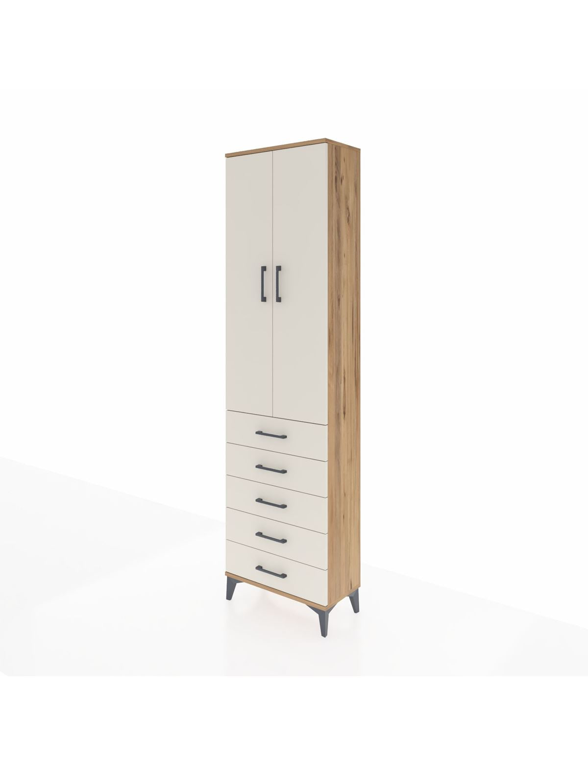Arges Dolap 2 Raflı 5 Çekmeceli Tek Askılı 60x30x221 - S29M055V7A