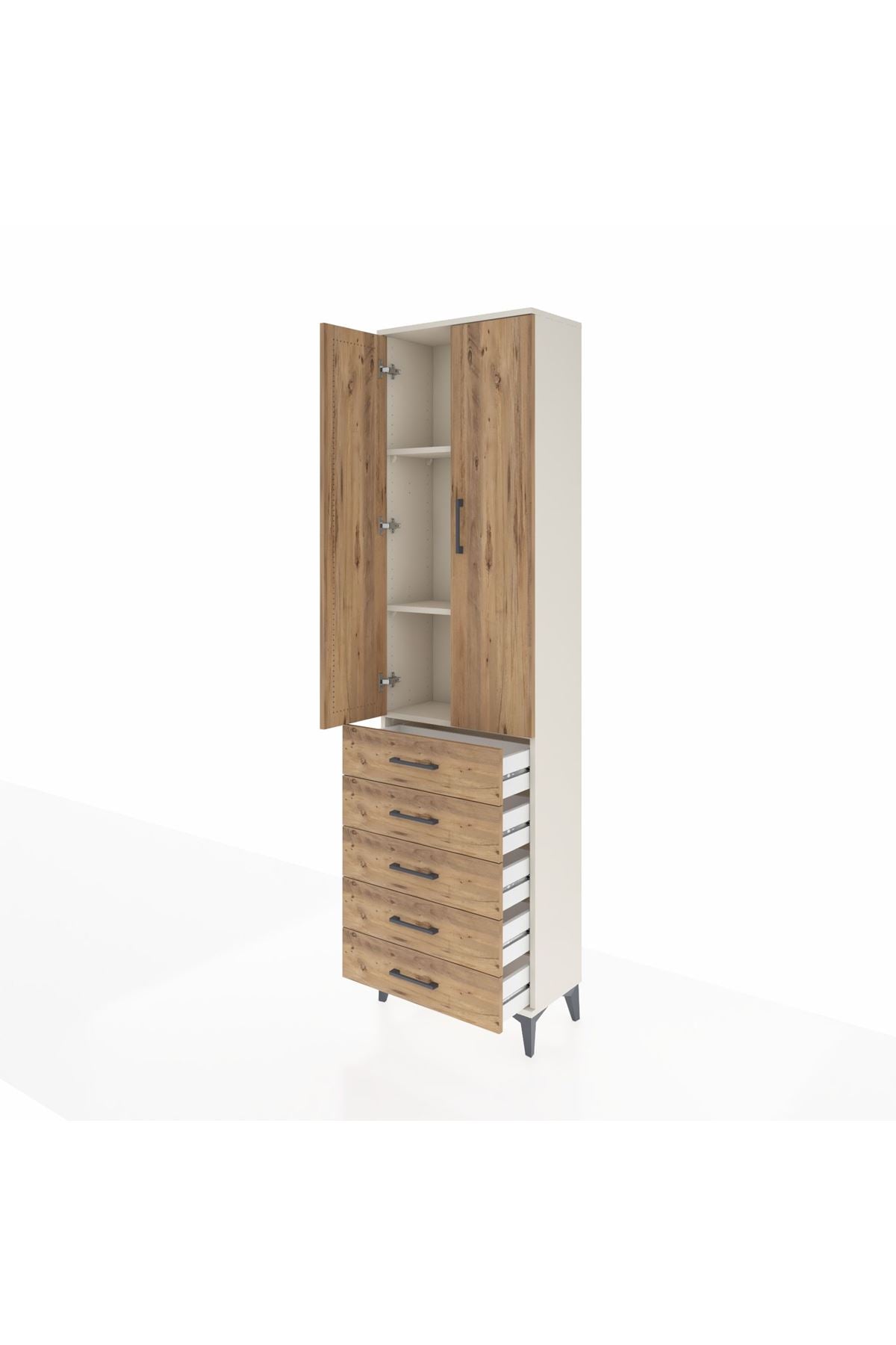 Arges Dolap 3 Raflı 5 Çekmeceli 2 Kapaklı 60x30x221 - S29M056V3A