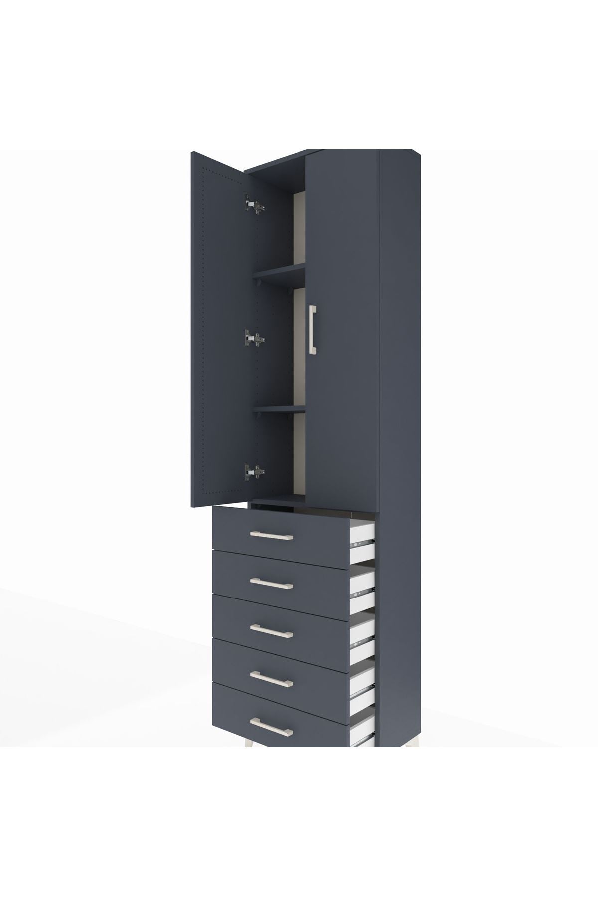 Arges Dolap 3 Raflı 5 Çekmeceli 2 Kapaklı 60x30x221 - S29M056V5A