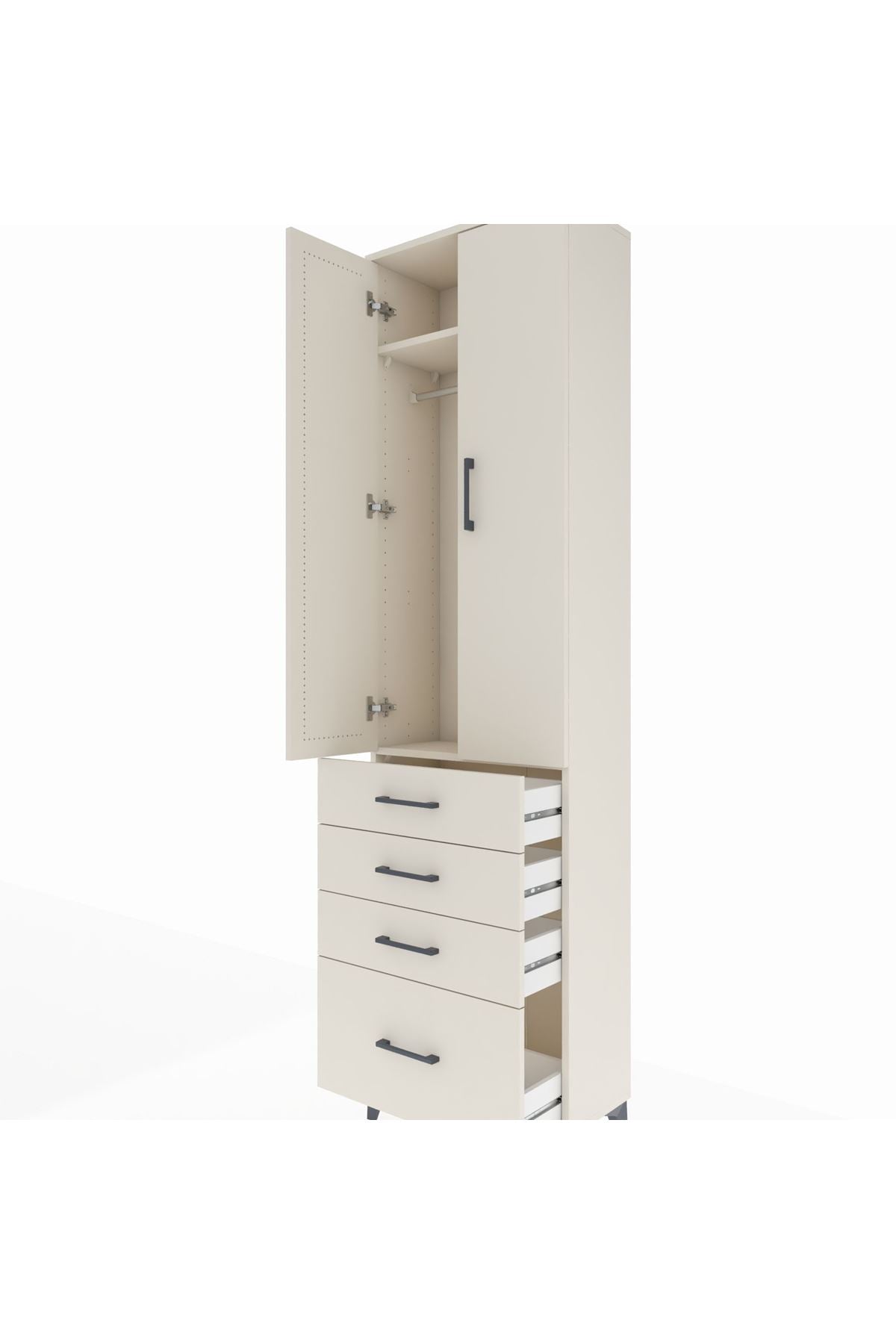 Arges Dolap 2 Raflı 4 Çekmeceli Tek Askılı 60x30x221 - S29M058V1A
