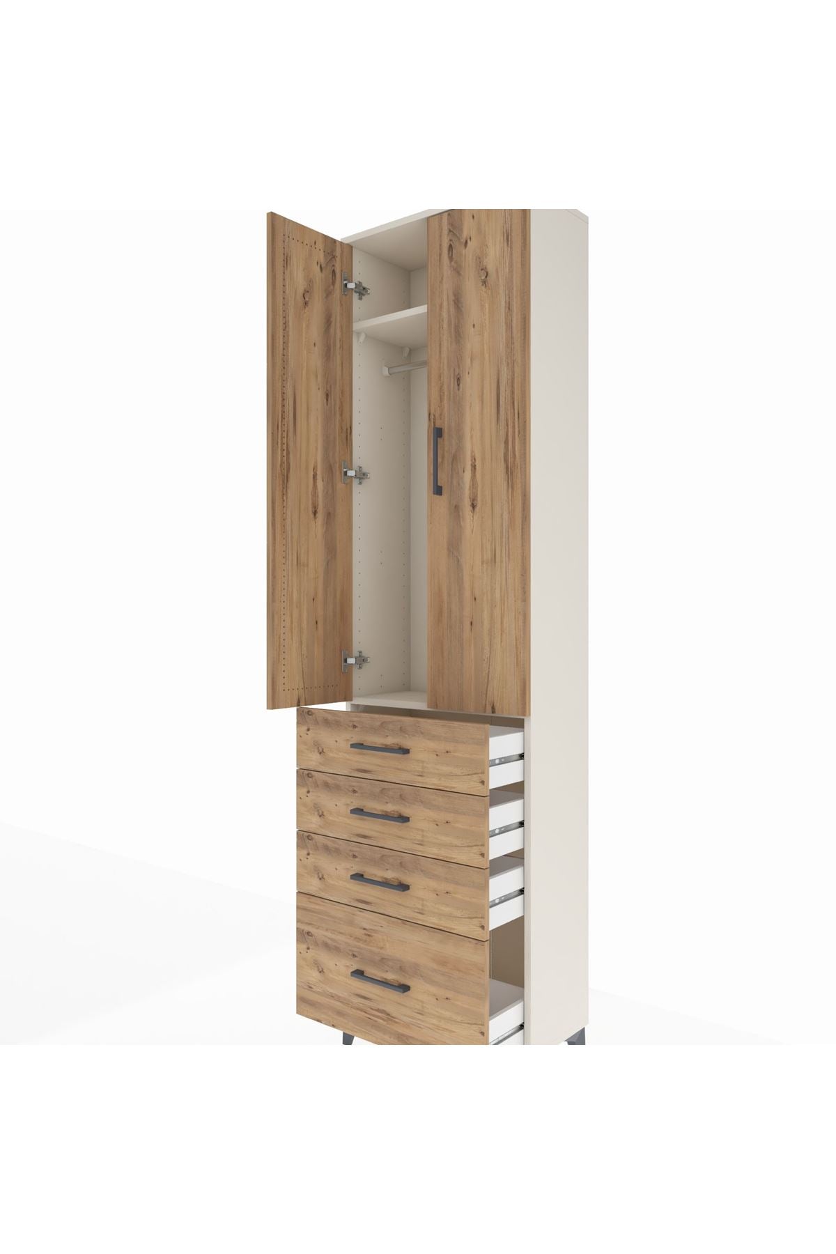 Arges Dolap 2 Raflı 4 Çekmeceli Tek Askılı 60x30x221 - S29M058V3A