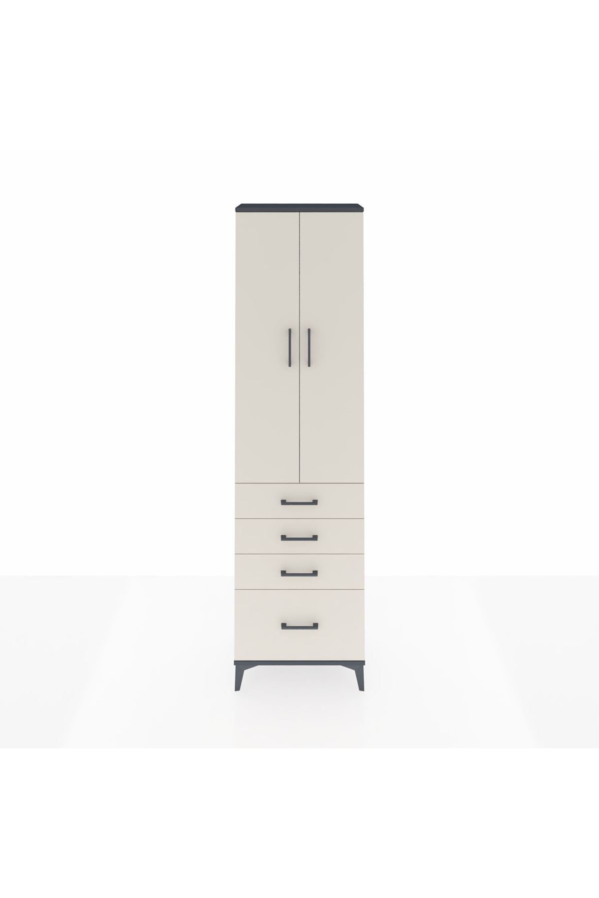 Arges Dolap 2 Raflı 4 Çekmeceli Tek Askılı 60x30x221 - S29M058V4A