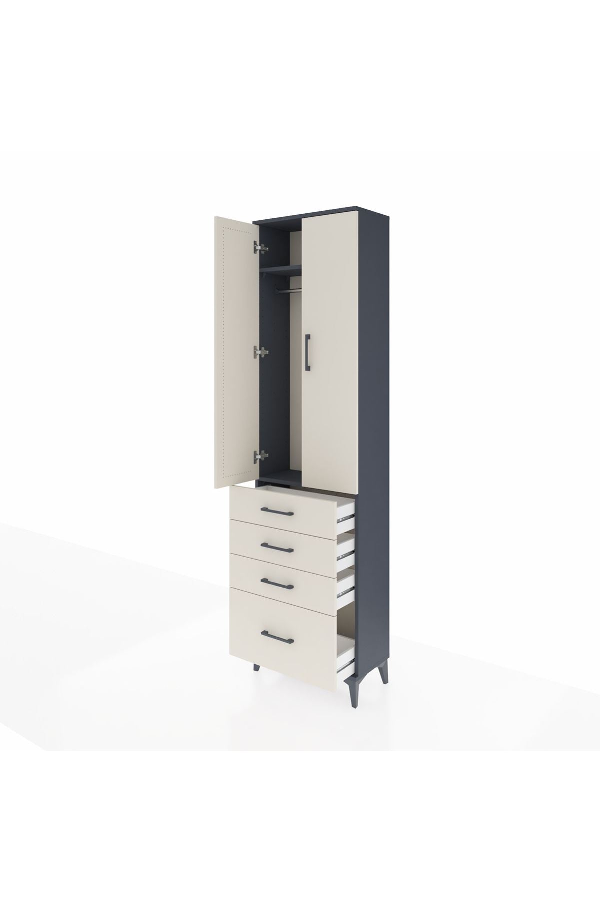 Arges Dolap 2 Raflı 4 Çekmeceli Tek Askılı 60x30x221 - S29M058V4A