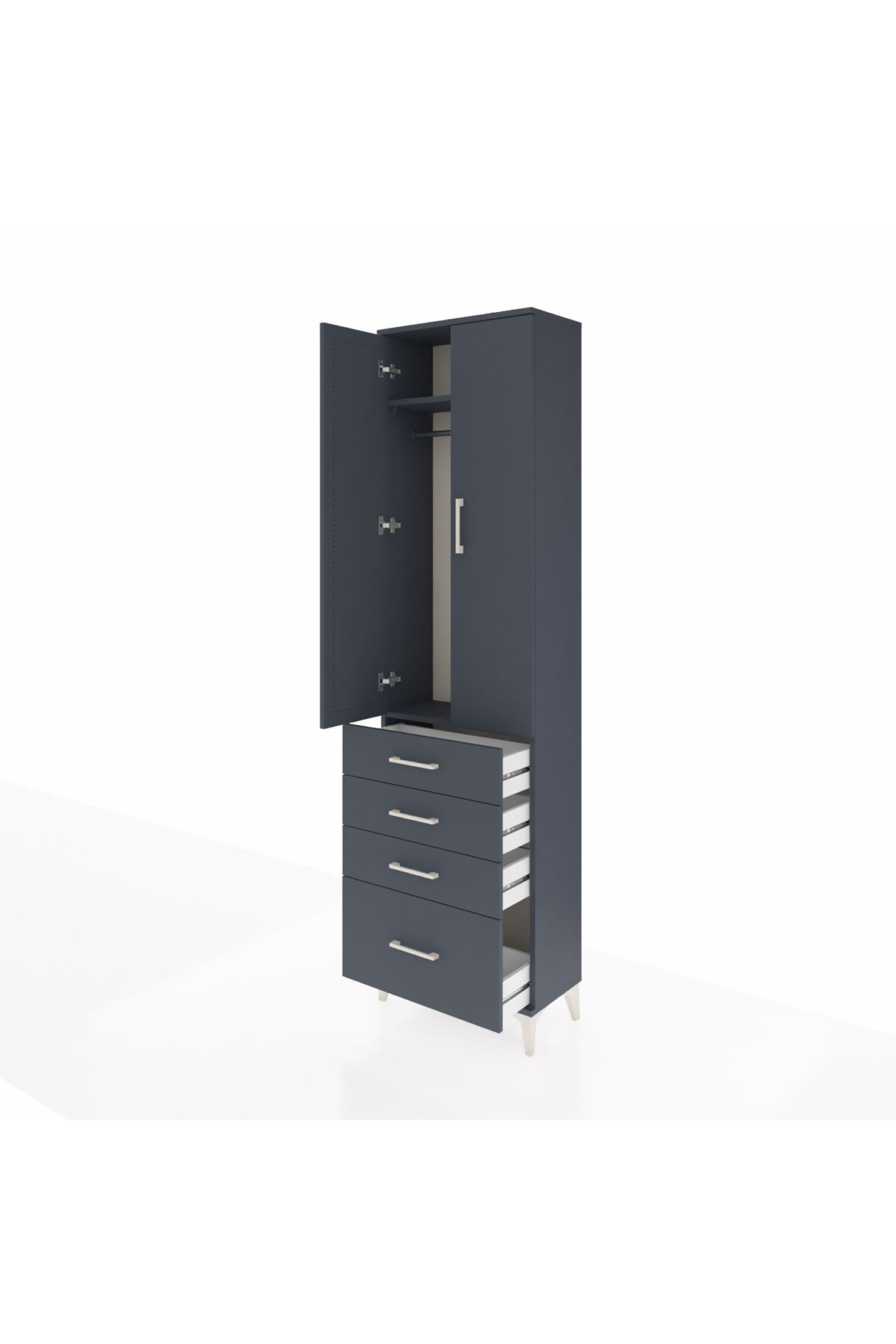 Arges Dolap 2 Raflı 4 Çekmeceli Tek Askılı 60x30x221 - S29M058V5A