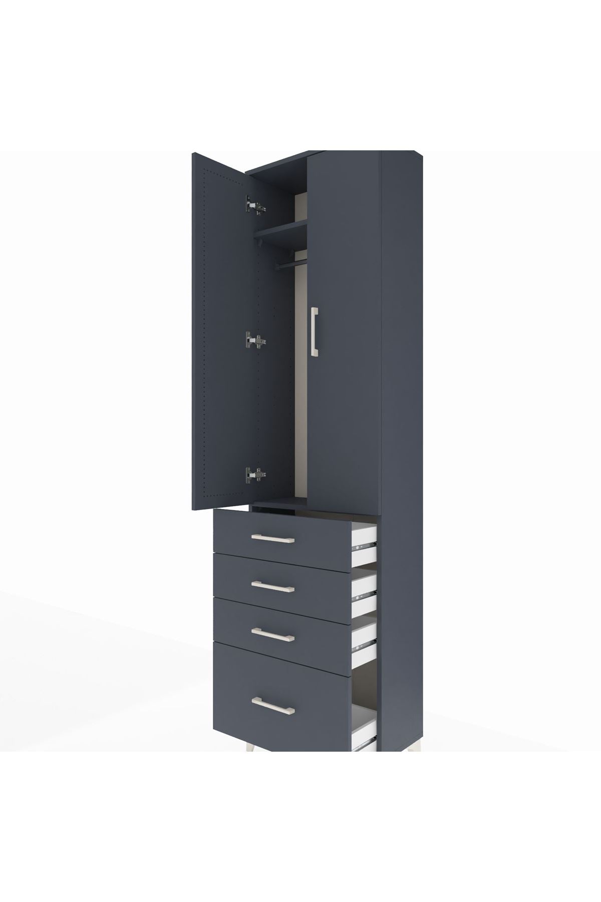 Arges Dolap 2 Raflı 4 Çekmeceli Tek Askılı 60x30x221 - S29M058V5A