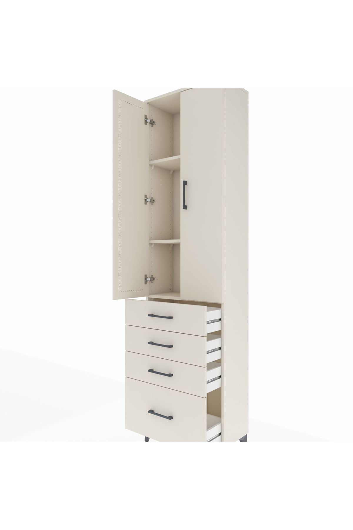 Arges Dolap 3 Raflı 4 Çekmeceli 2 Kapaklı 60x30x221 - S29M059V1A