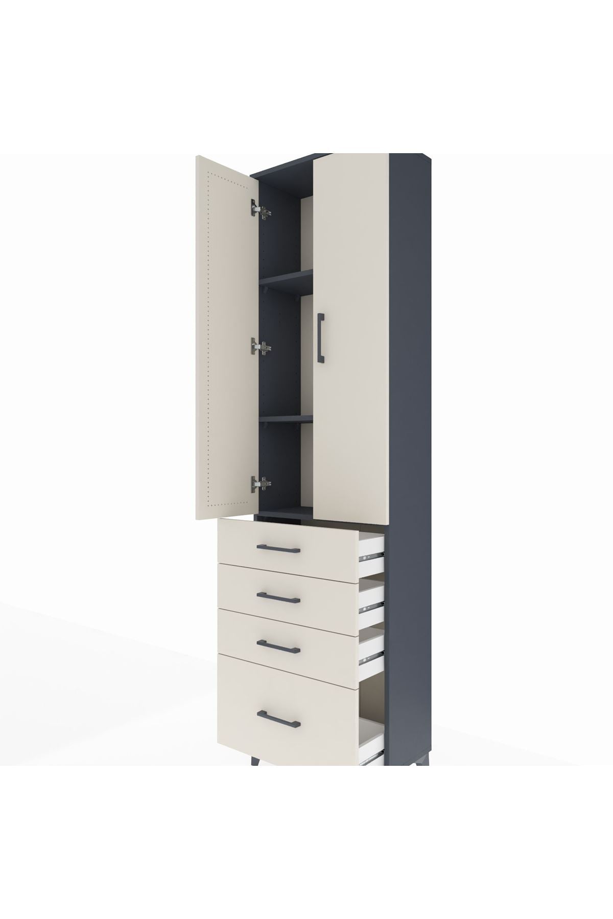 Arges Dolap 3 Raflı 4 Çekmeceli 2 Kapaklı 60x30x221 - S29M059V4A