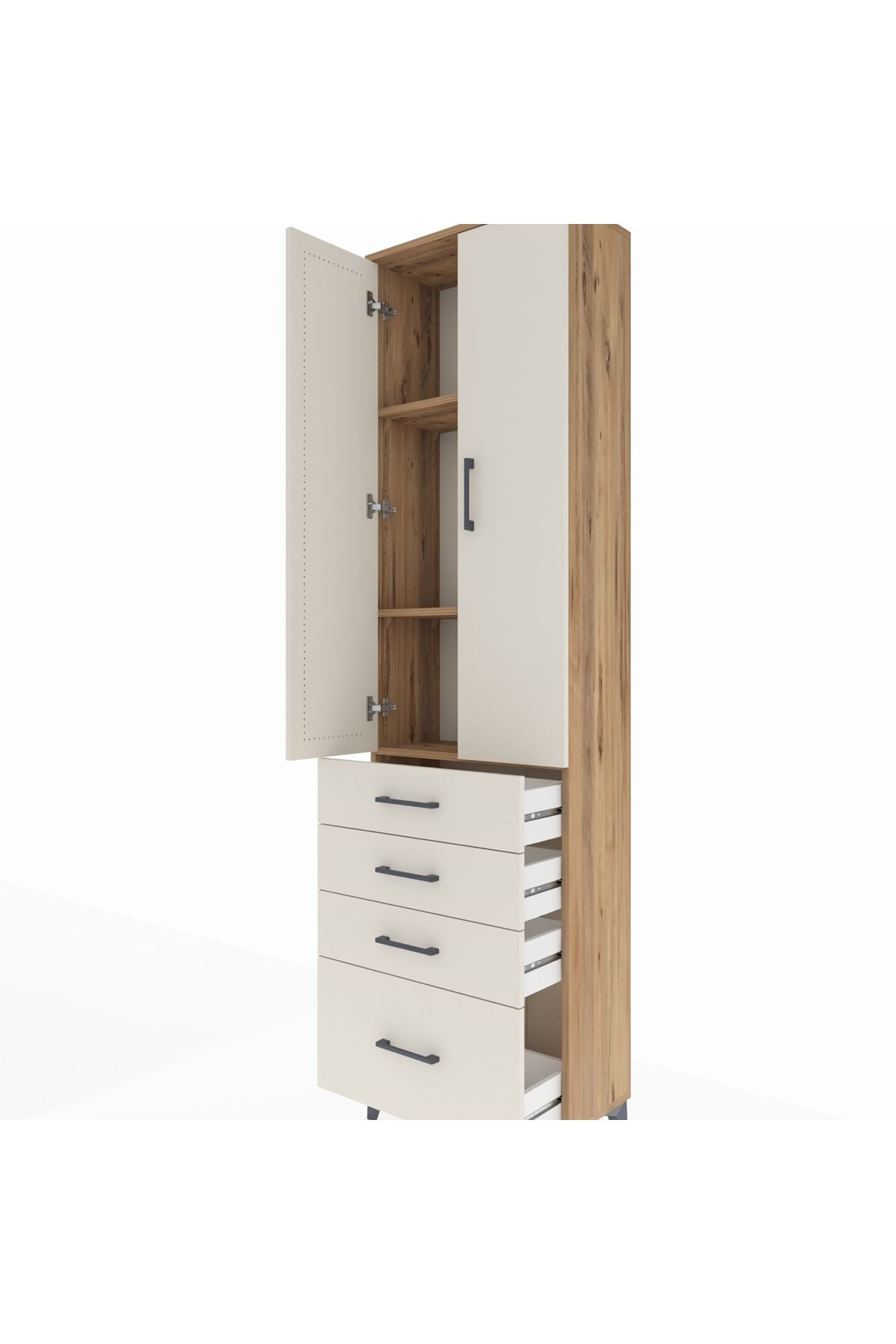 Arges Dolap 3 Raflı 4 Çekmeceli 2 Kapaklı 60x30x221 - S29M059V7A