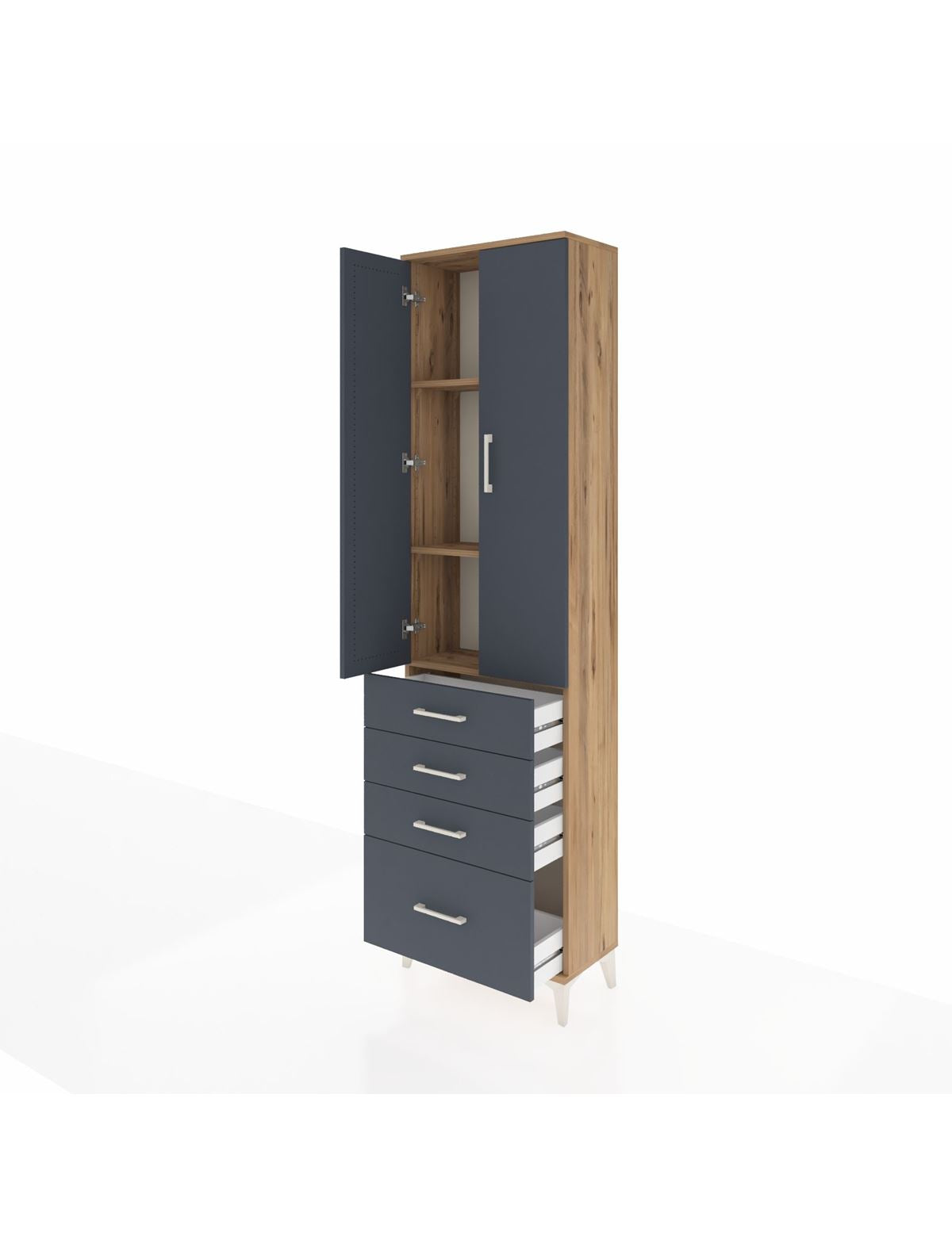 Arges Dolap 3 Raflı 4 Çekmeceli 2 Kapaklı 60x30x221 - S29M059V8A