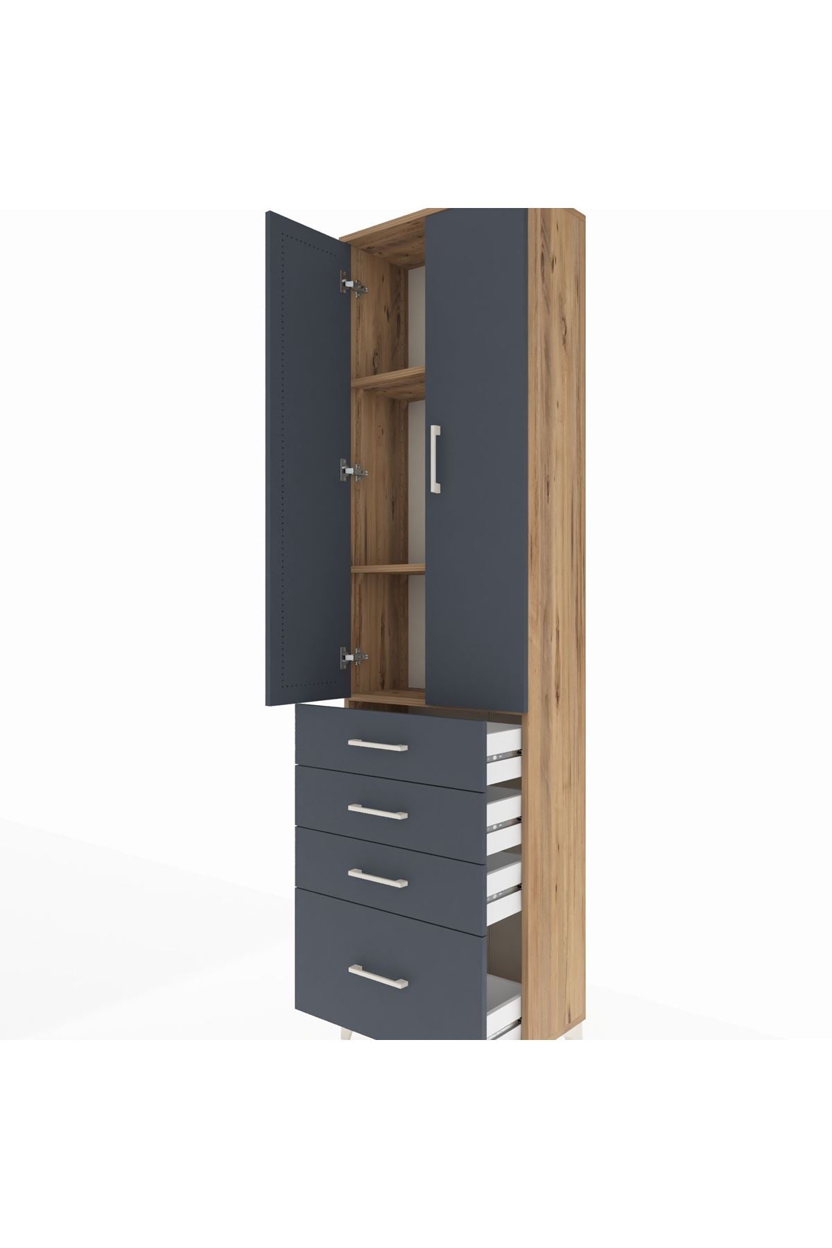 Arges Dolap 3 Raflı 4 Çekmeceli 2 Kapaklı 60x30x221 - S29M059V8A