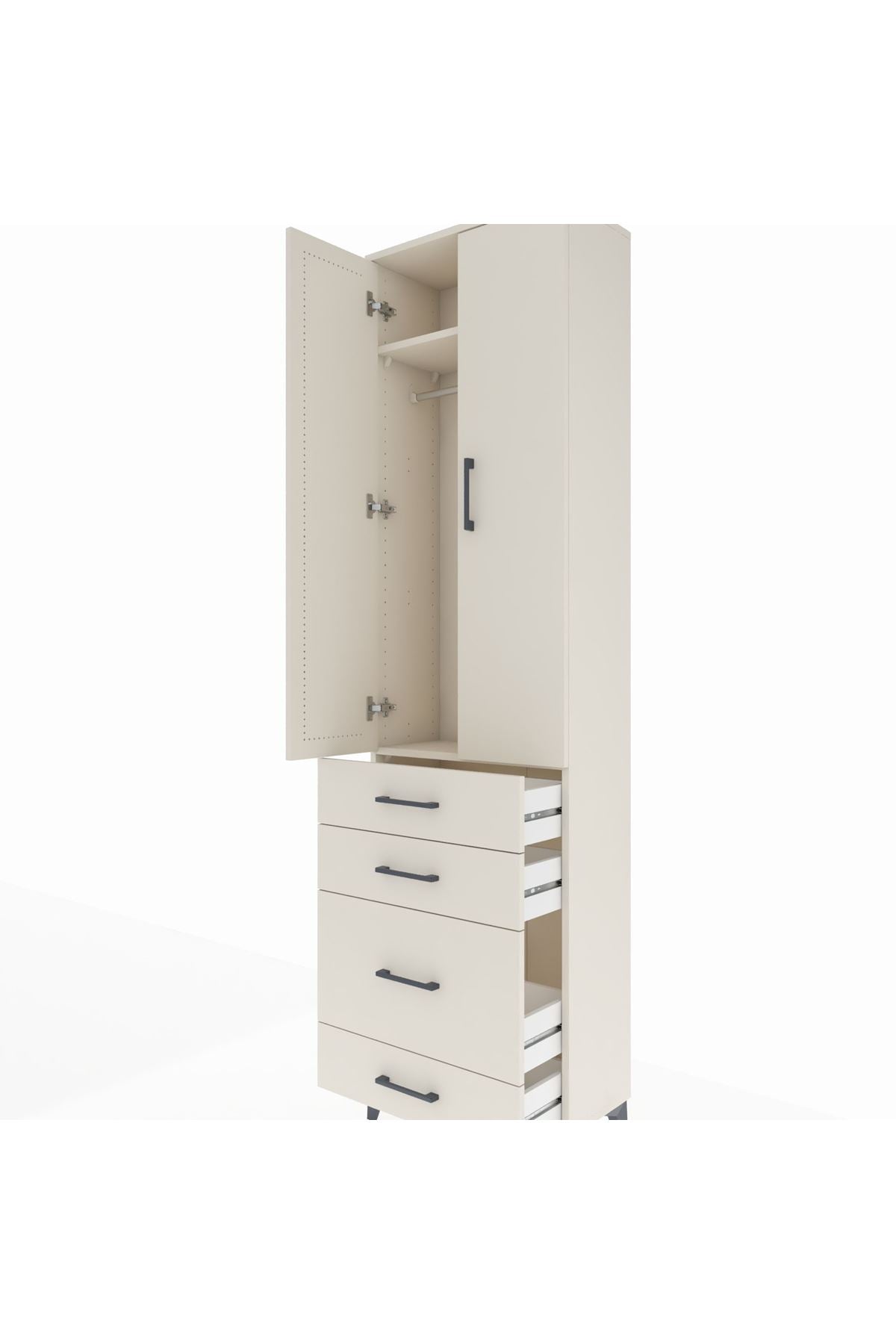 Arges Dolap 2 Raflı 4 Çekmeceli Tek Askılı 60x30x221 - S29M061V1A