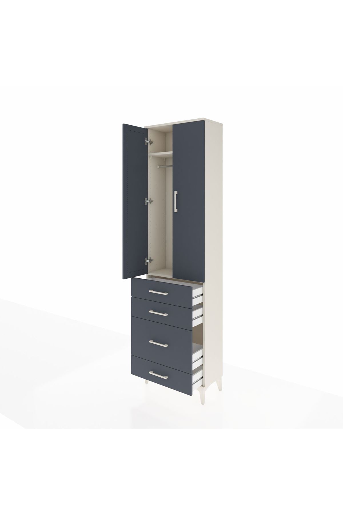 Arges Dolap 2 Raflı 4 Çekmeceli Tek Askılı 60x30x221 - S29M061V2A