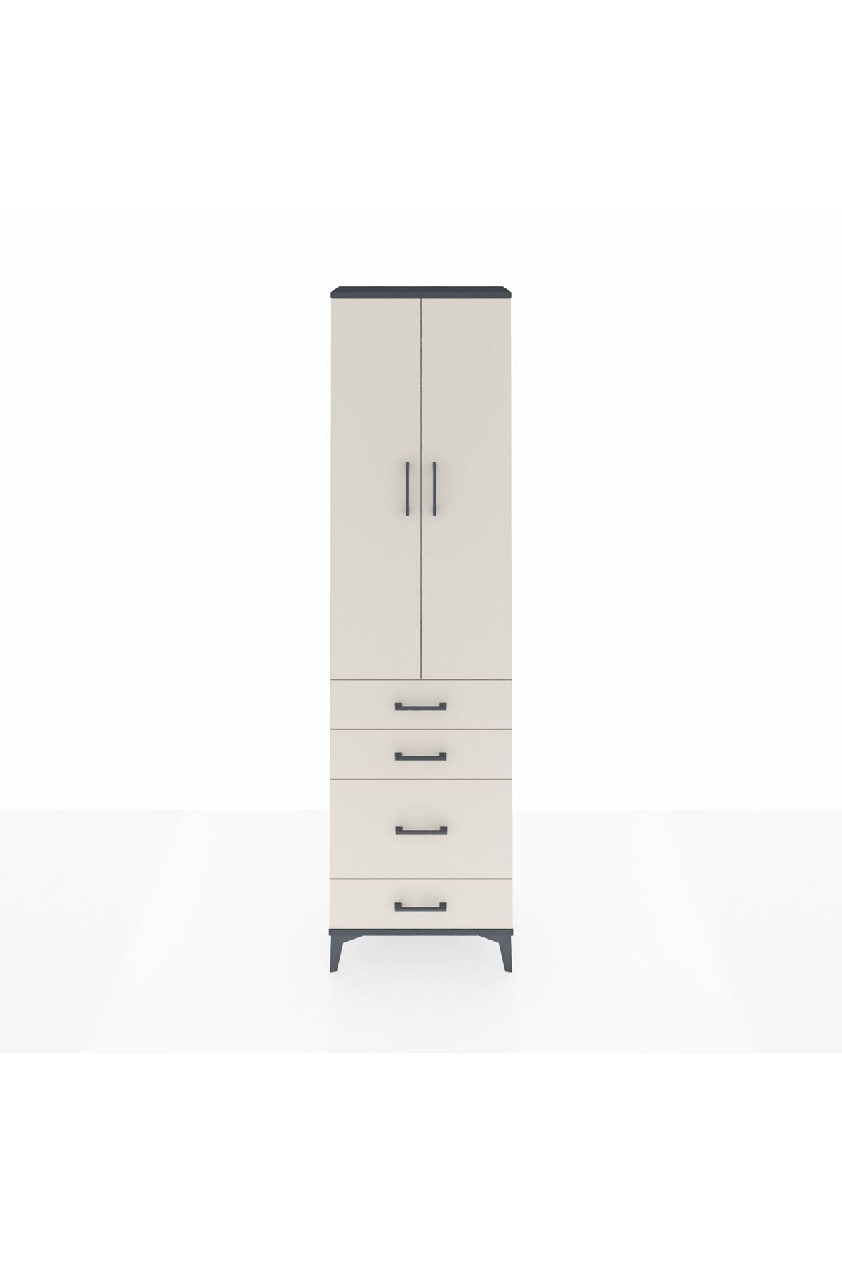 Arges Dolap 2 Raflı 4 Çekmeceli Tek Askılı 60x30x221 - S29M061V4A