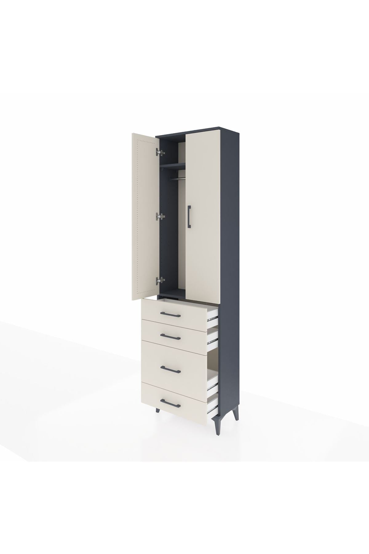 Arges Dolap 2 Raflı 4 Çekmeceli Tek Askılı 60x30x221 - S29M061V4A