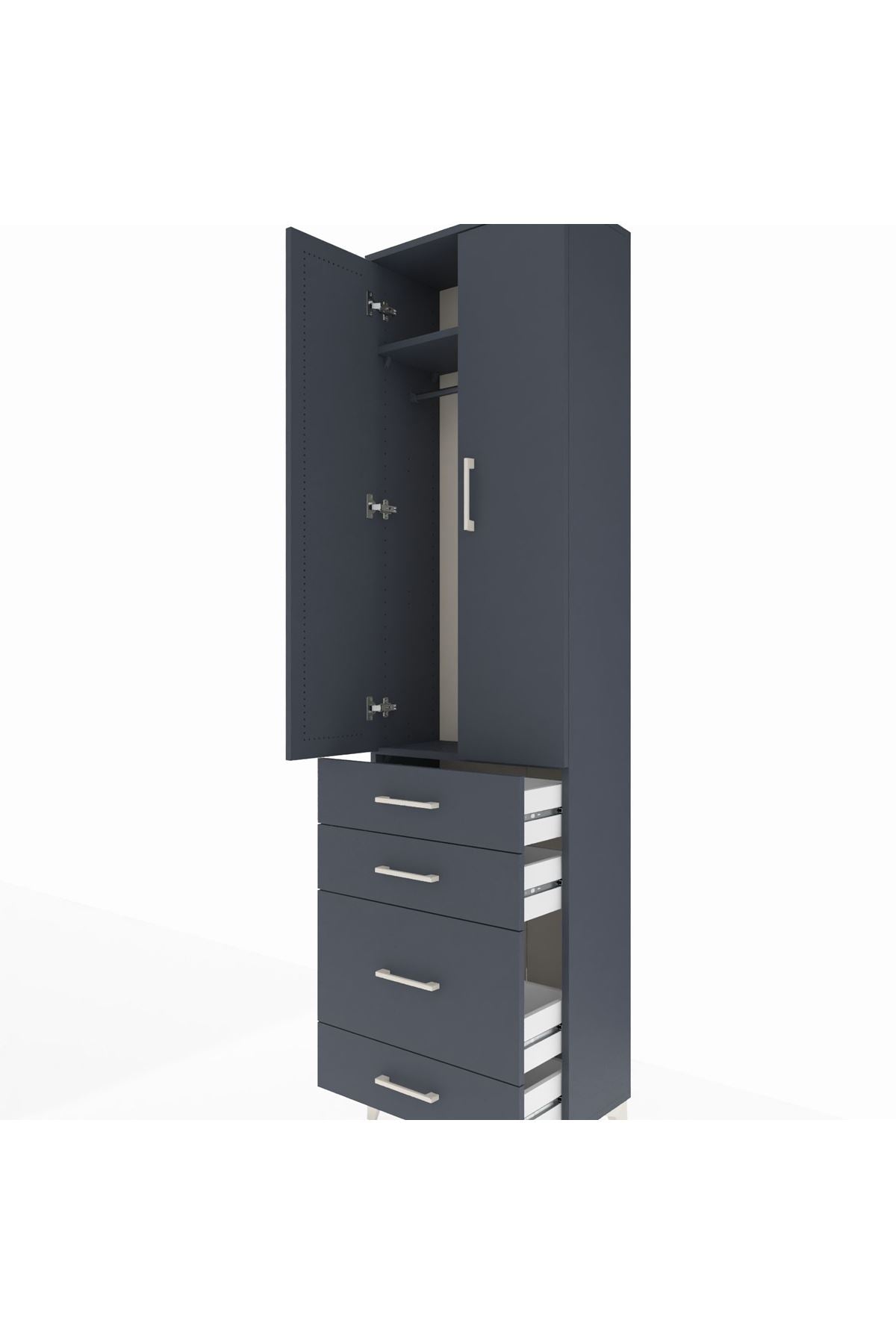 Arges Dolap 2 Raflı 4 Çekmeceli Tek Askılı 60x30x221 - S29M061V5A
